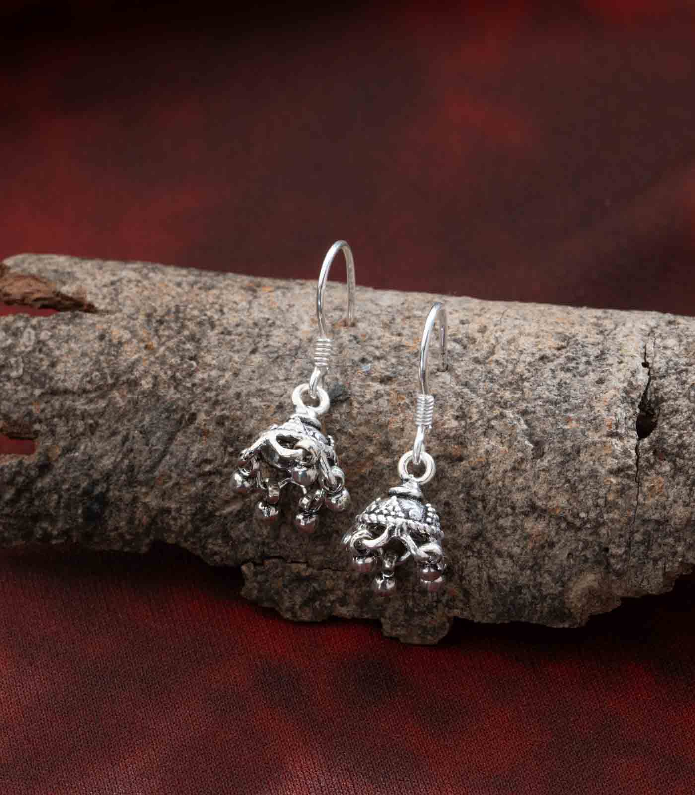 Silver Oxidized Jhumki