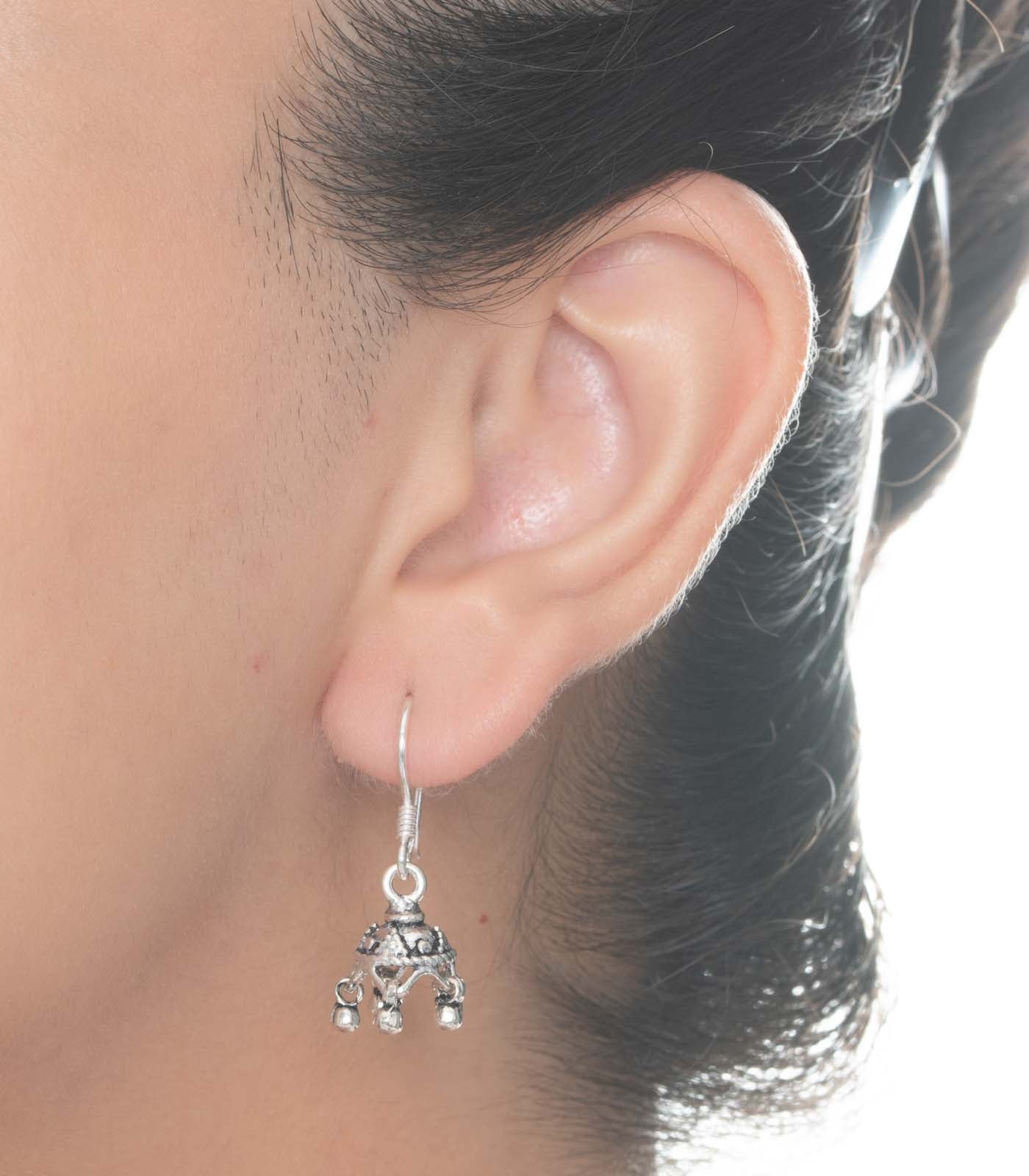 Silver Oxidized Jhumki
