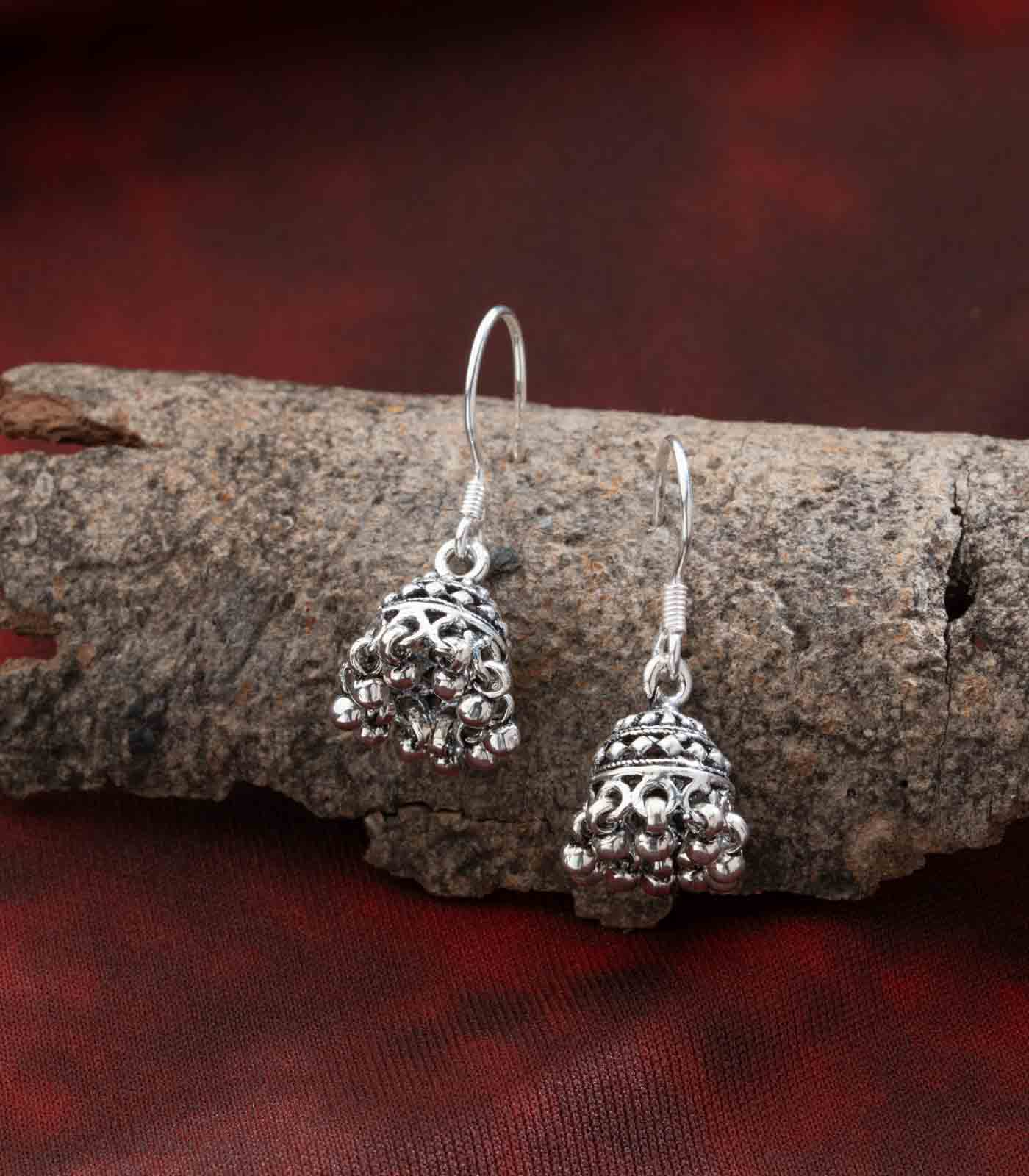 Silver Oxidized Jhumki