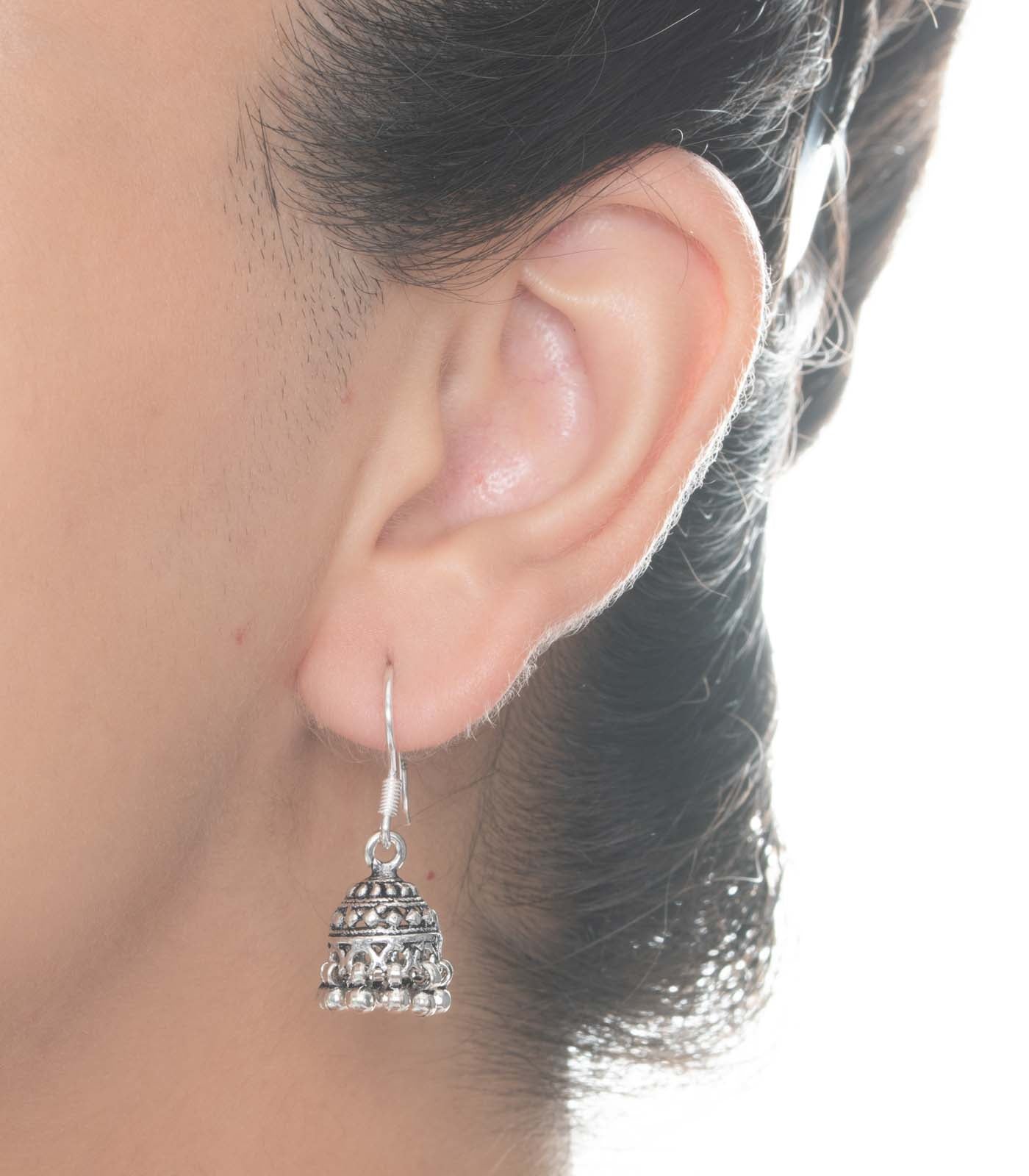 Silver Oxidized Jhumki