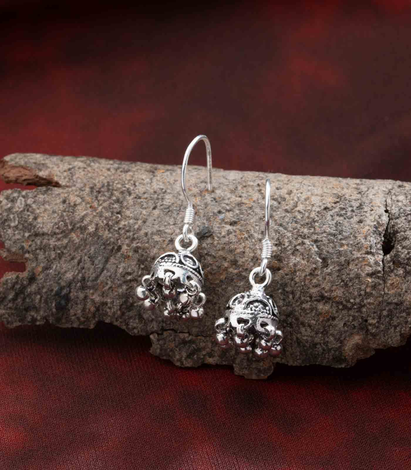 Silver Oxidized Jhumki