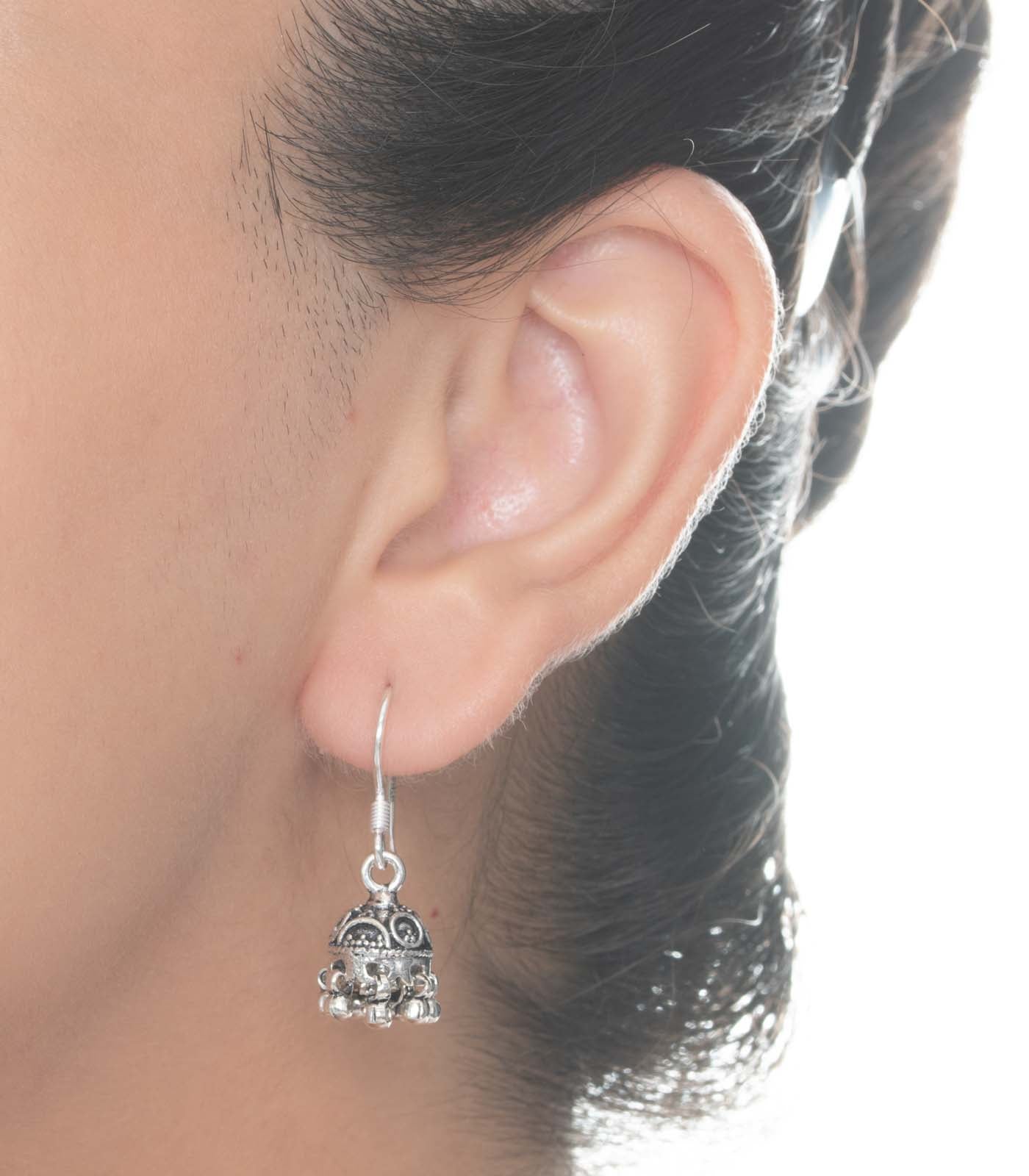 Silver Oxidized Jhumki