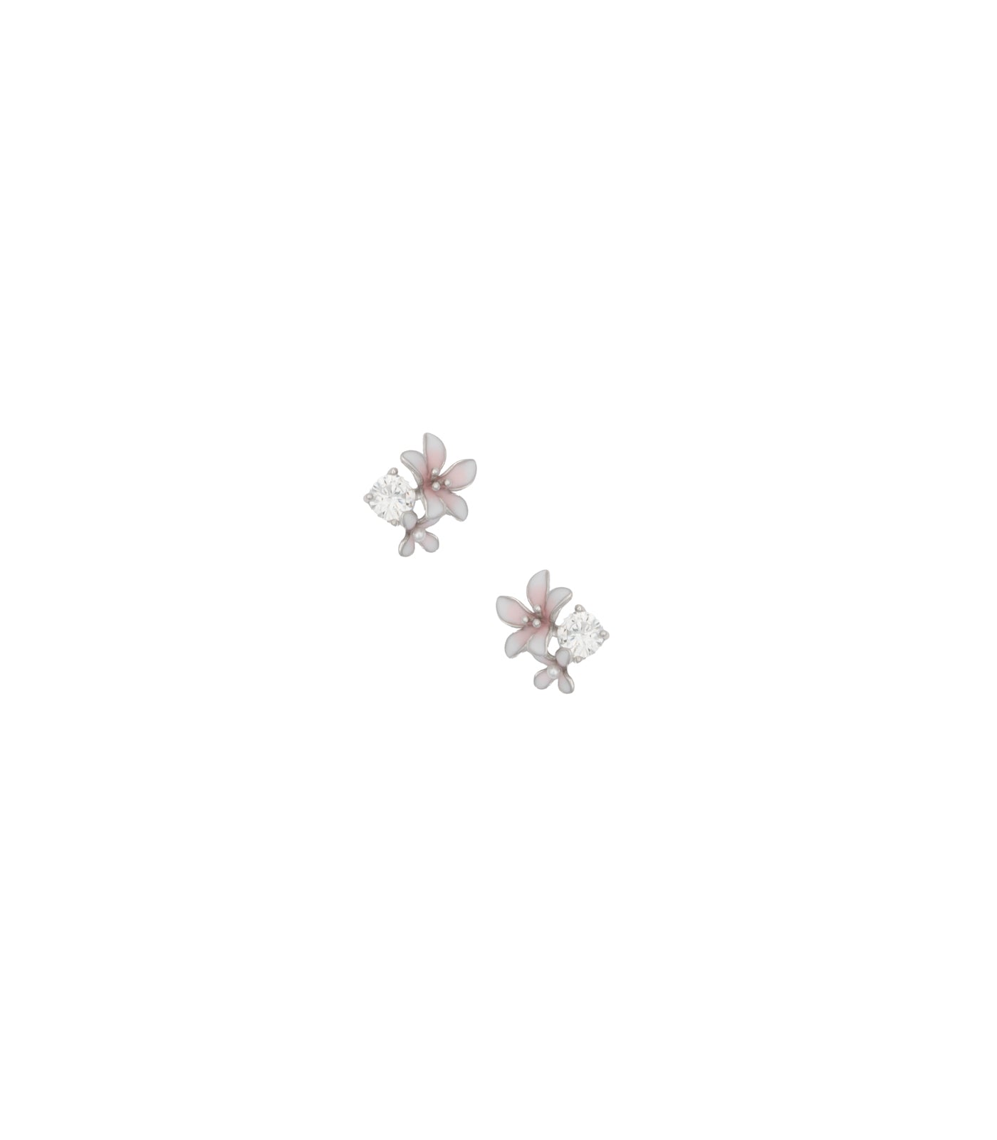 Stone And Flower Earrings (Silver)