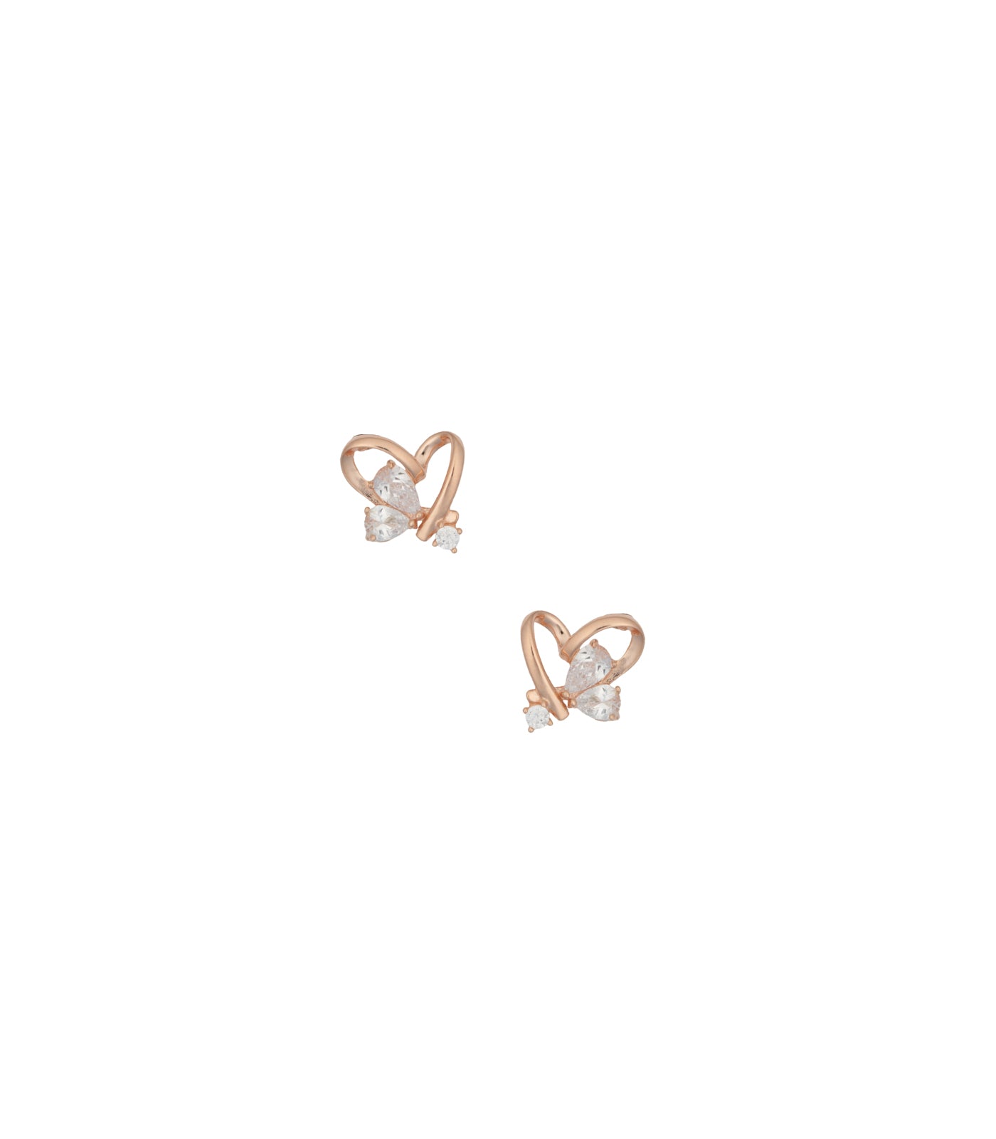 Heart Shaped Rose Gold Earrings (Silver)