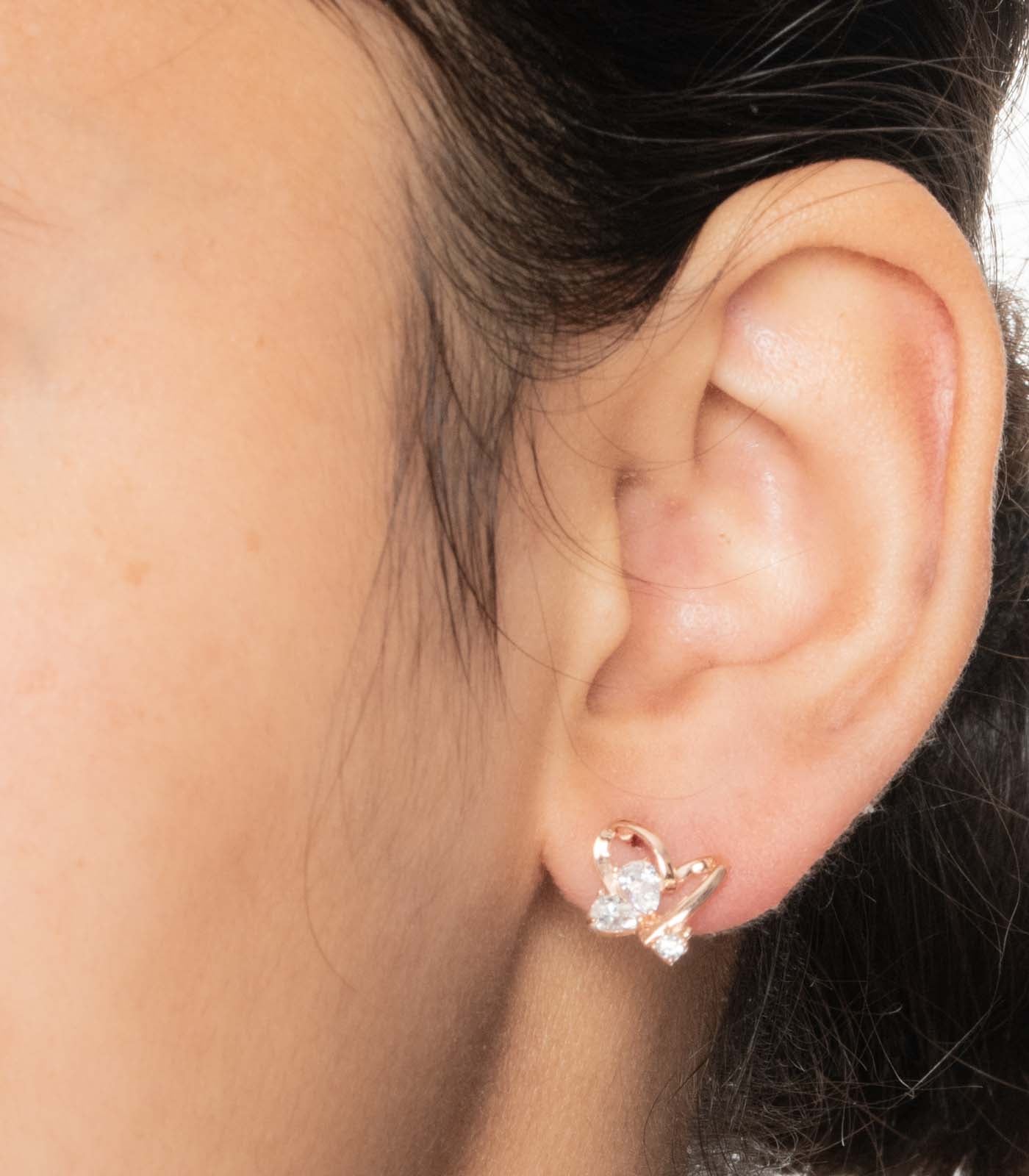 Heart Shaped Rose Gold Earrings (Silver)