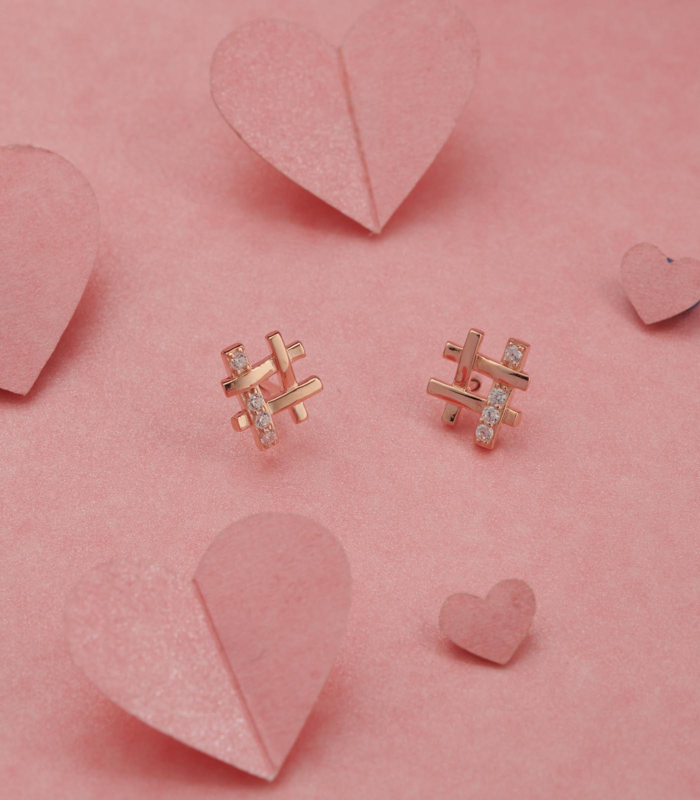 Hash Shaped Gold Colored Earrings (Silver)