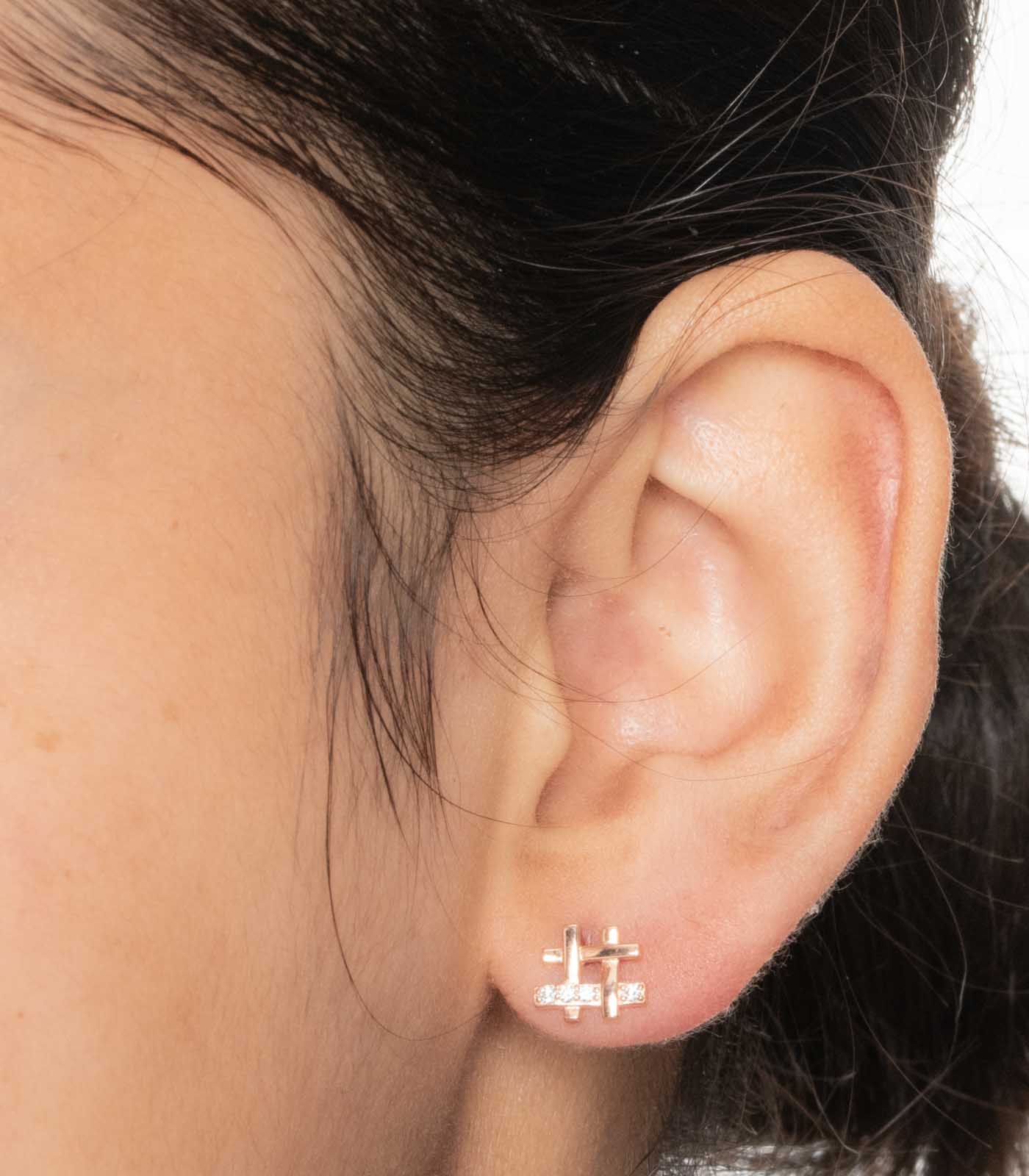 Hash Shaped Gold Colour Ear RIngs (Silver)