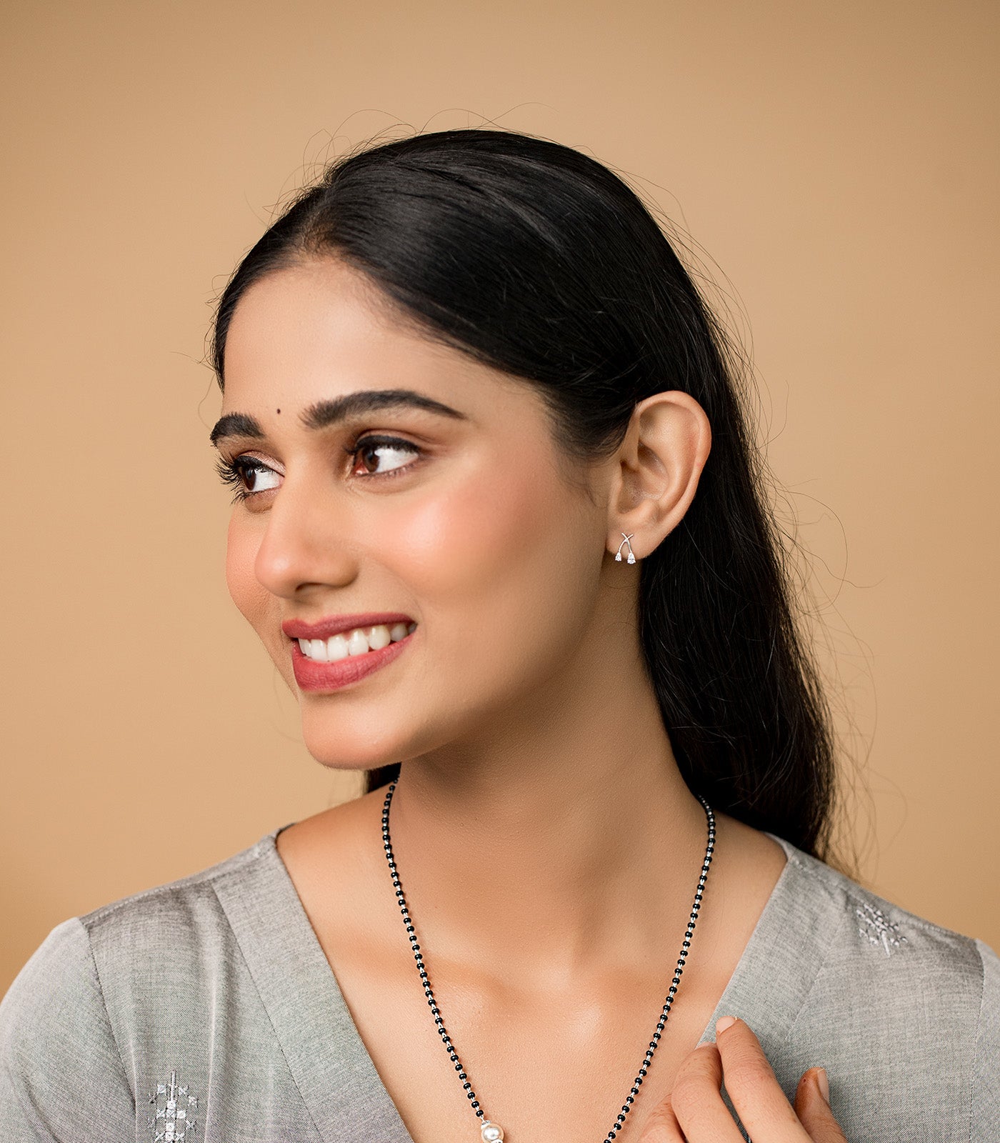 Dual Dangling Stones Earrings (Silver)