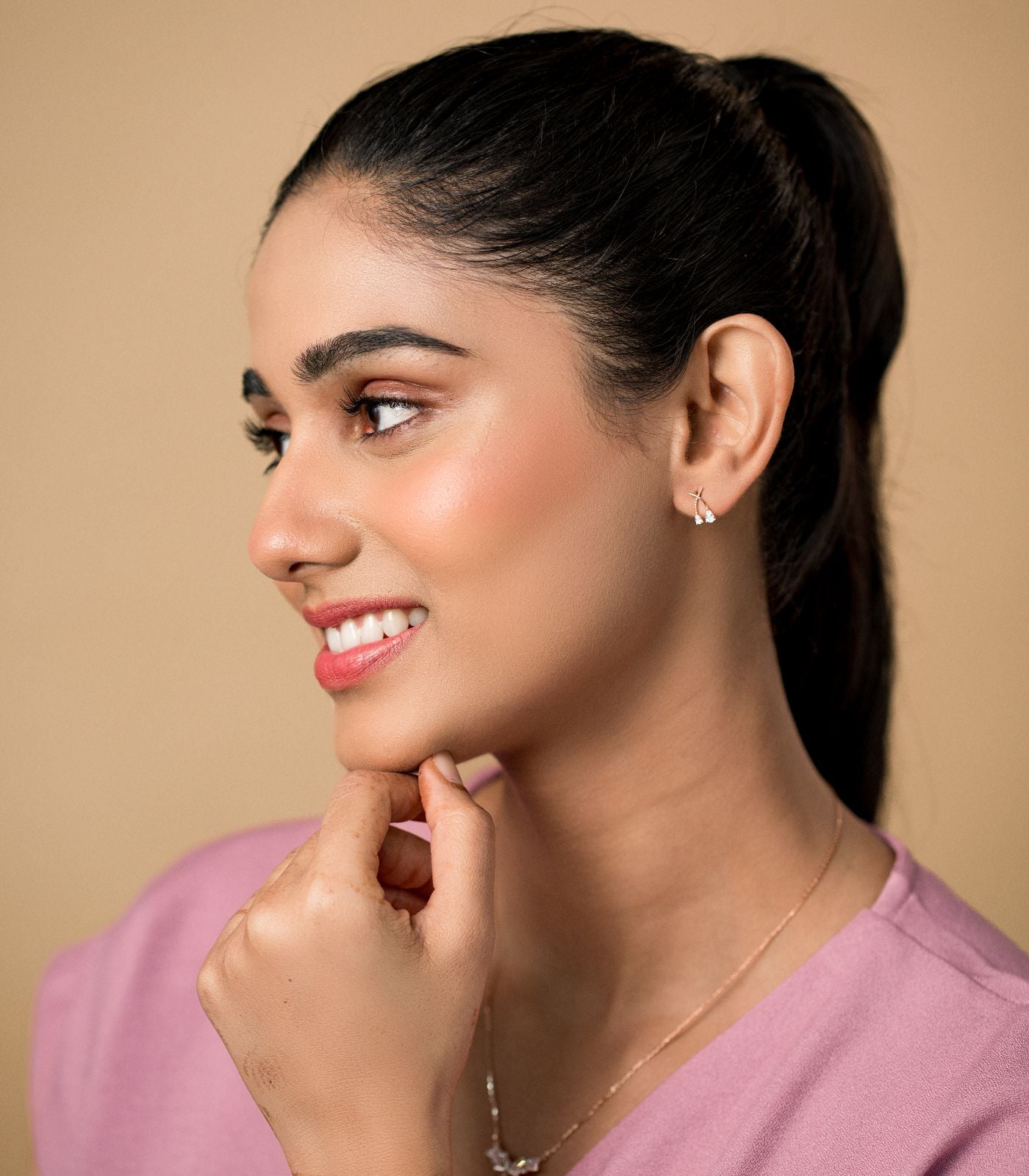 Gold Colored Dual Dangling Stones Earrings (Silver)