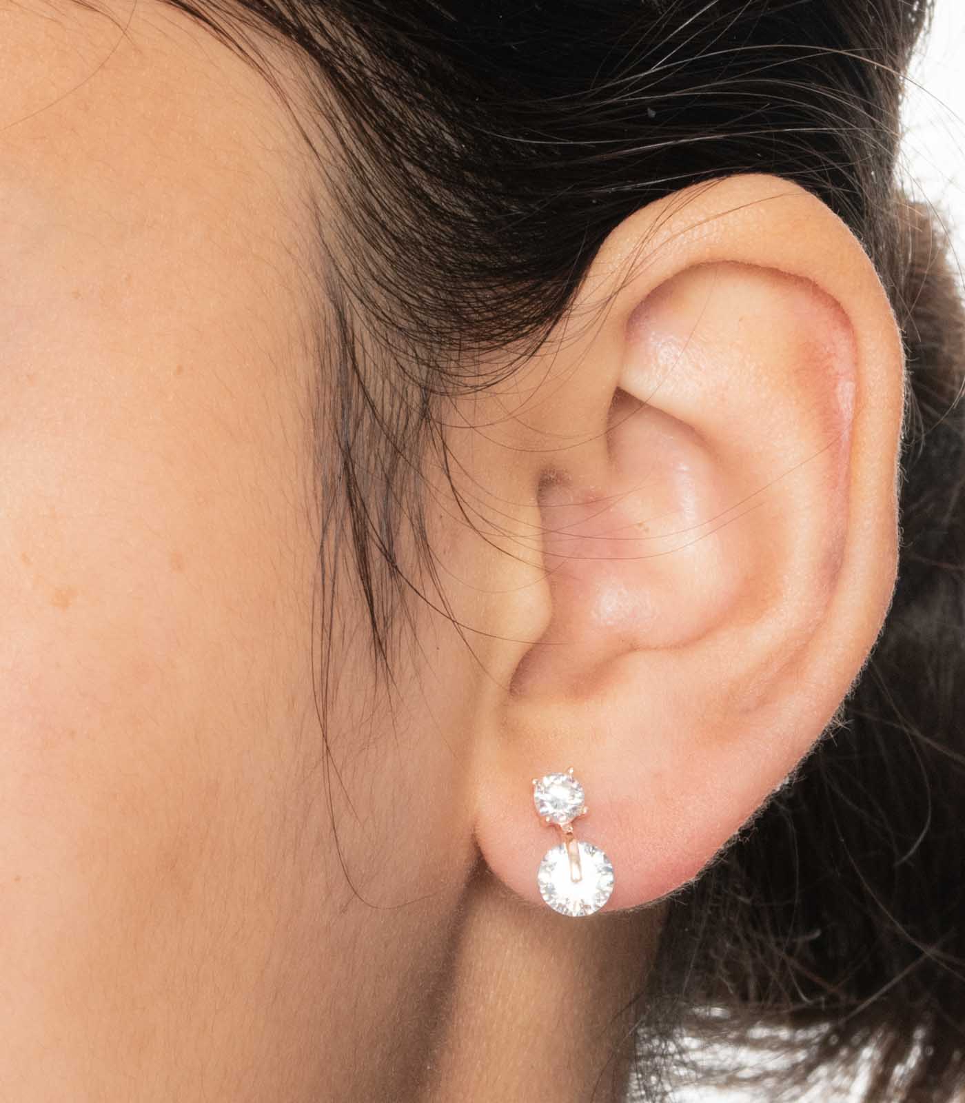 Dual Dangling Spheres Ear RIngs (Silver)