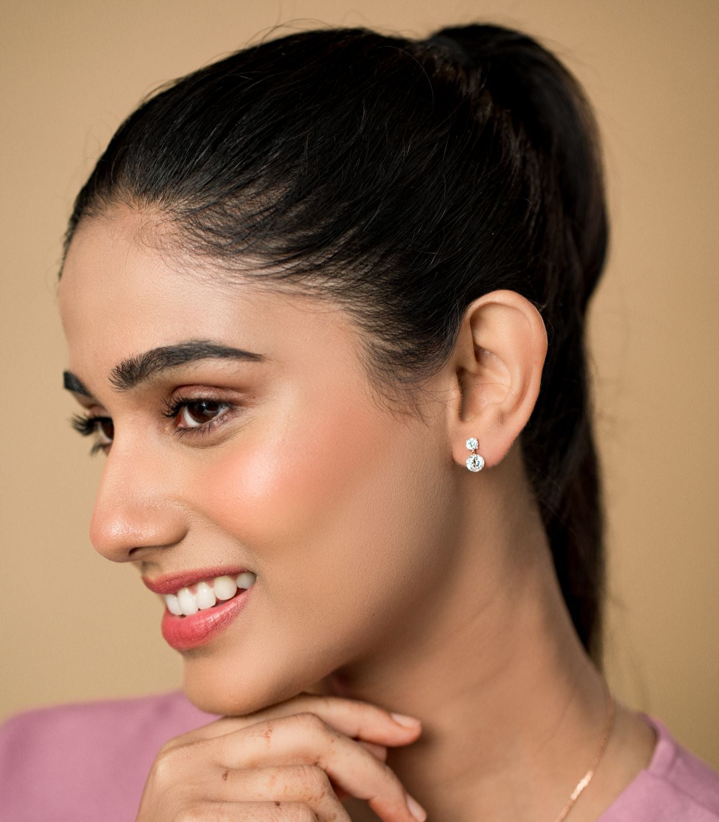 Dual Dangling Spheres Earrings (Silver)