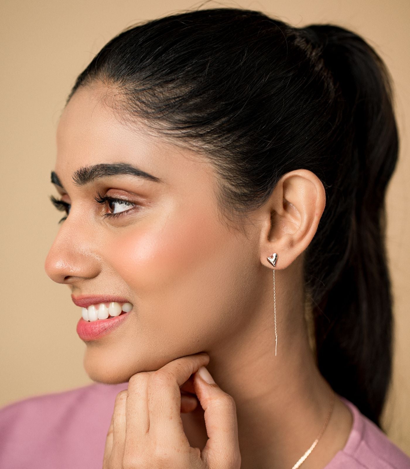 Chain Of Love Gold Colored Earrings (Silver)