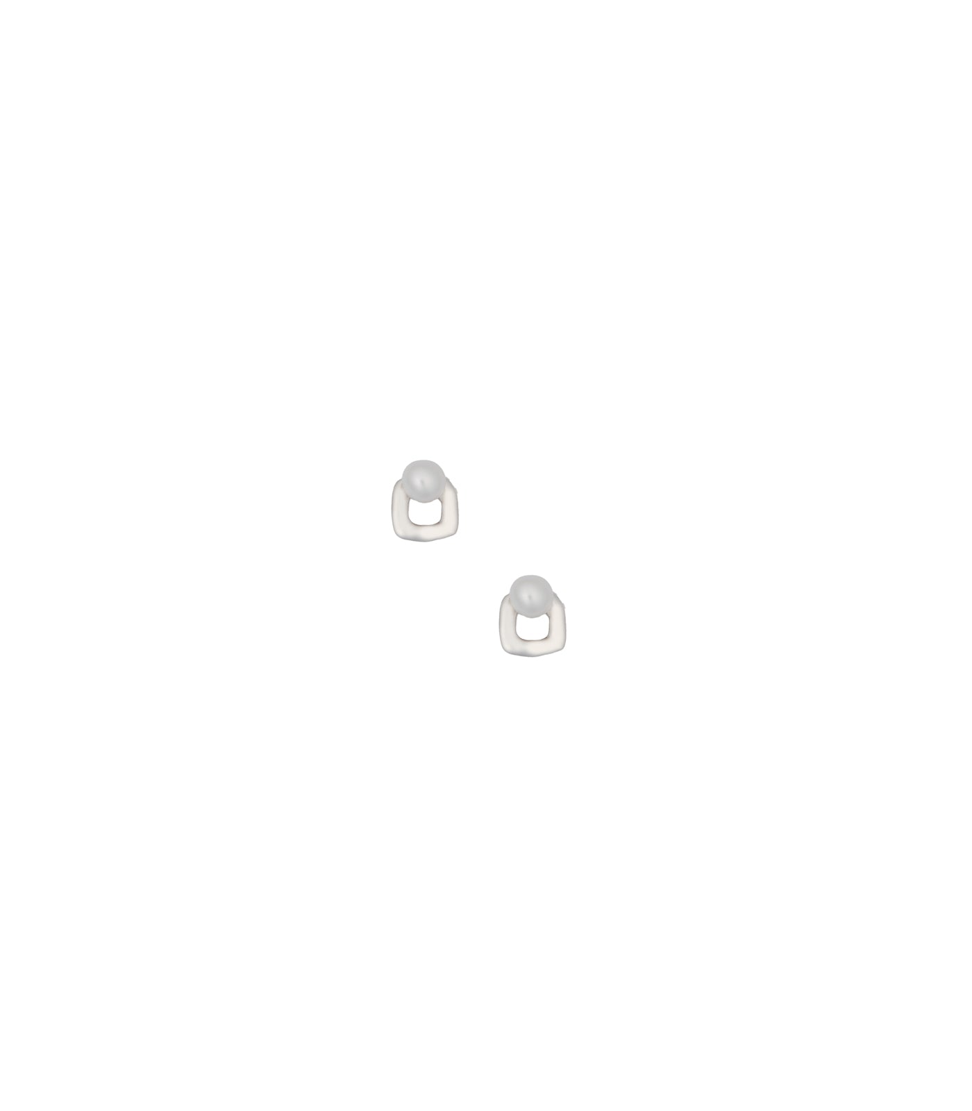 Pearl Square Earrings (Silver)