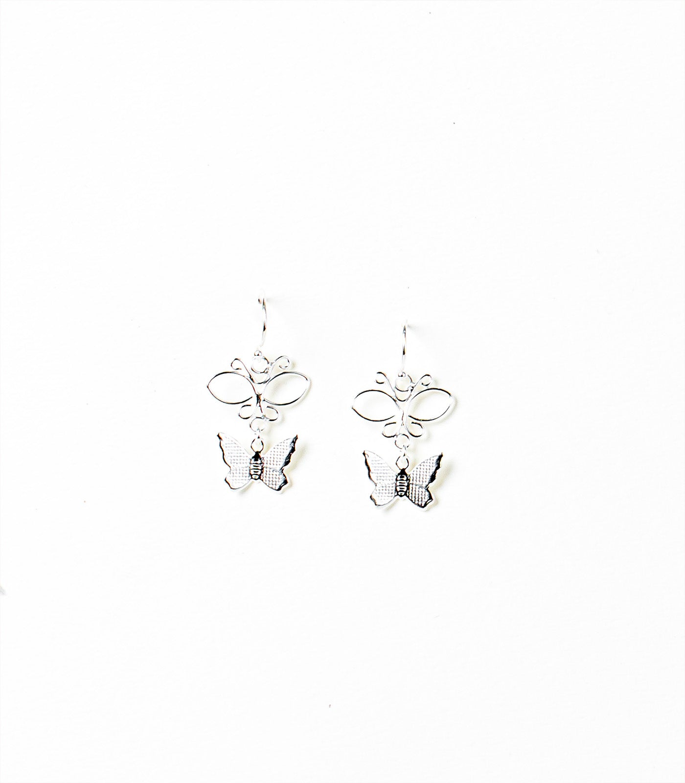 Dangling Butterfly Earrings (Silver)