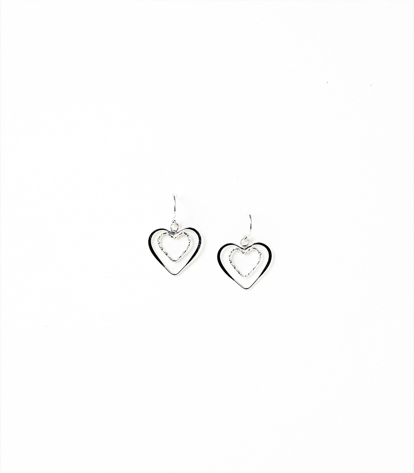 Dual Heart Silver Earrings