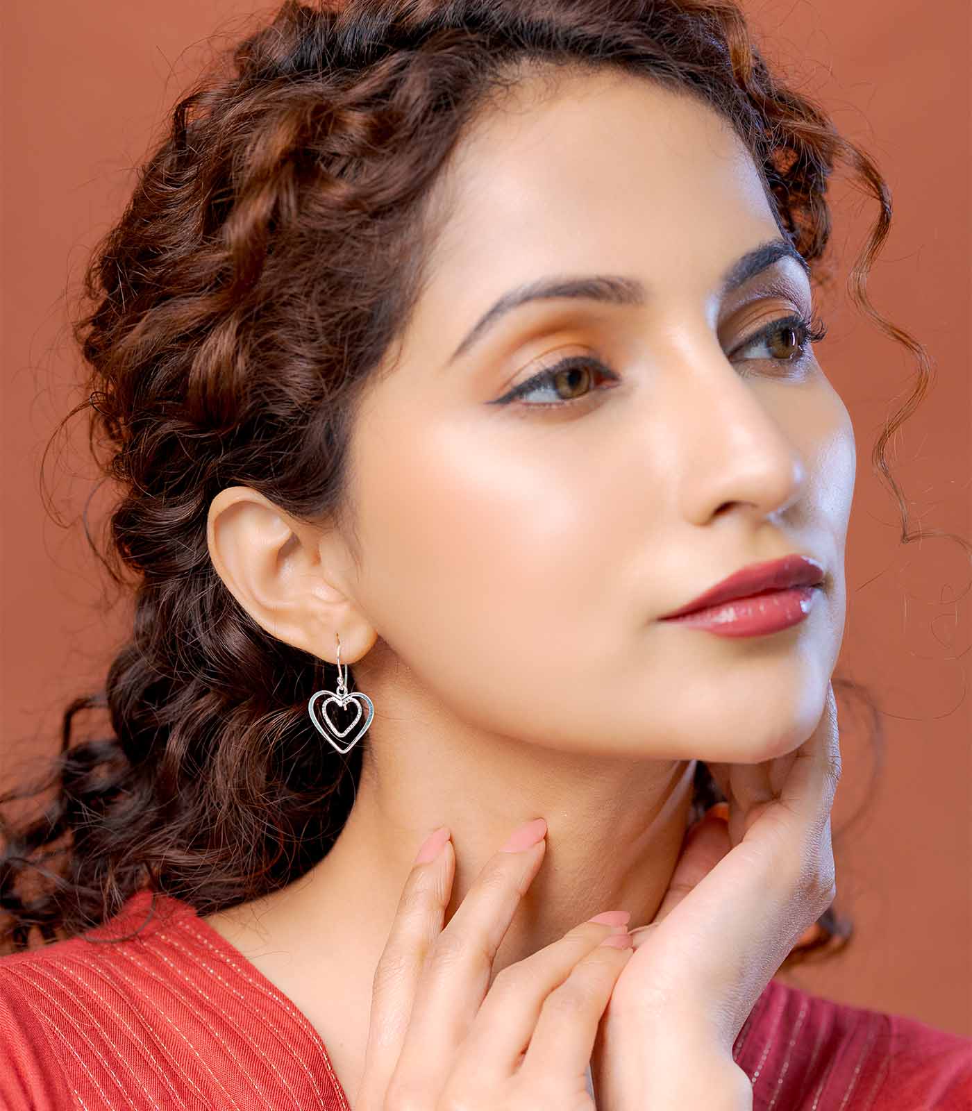 Dual Heart Silver Earrings