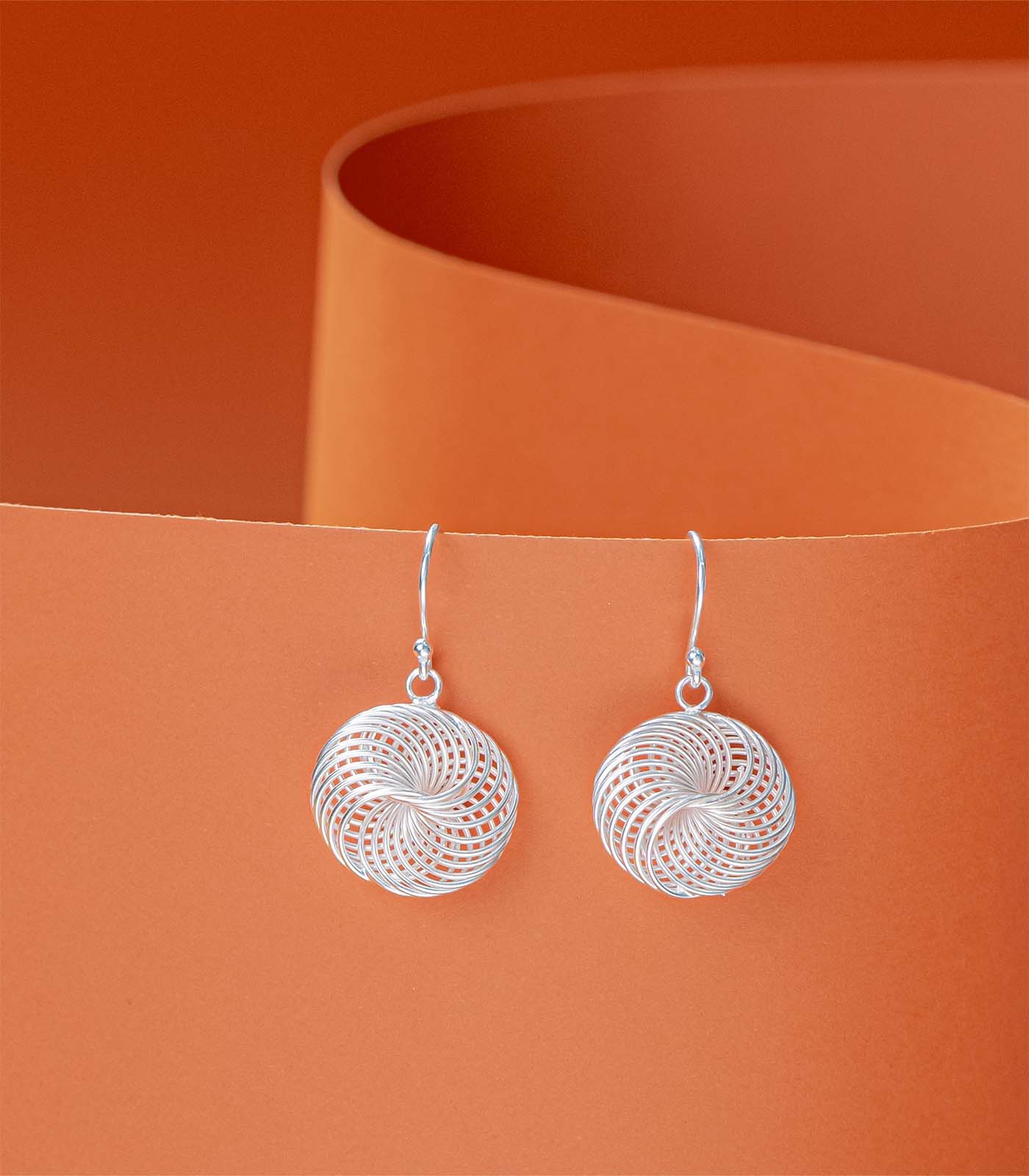 Round Spiral Silver Earrings