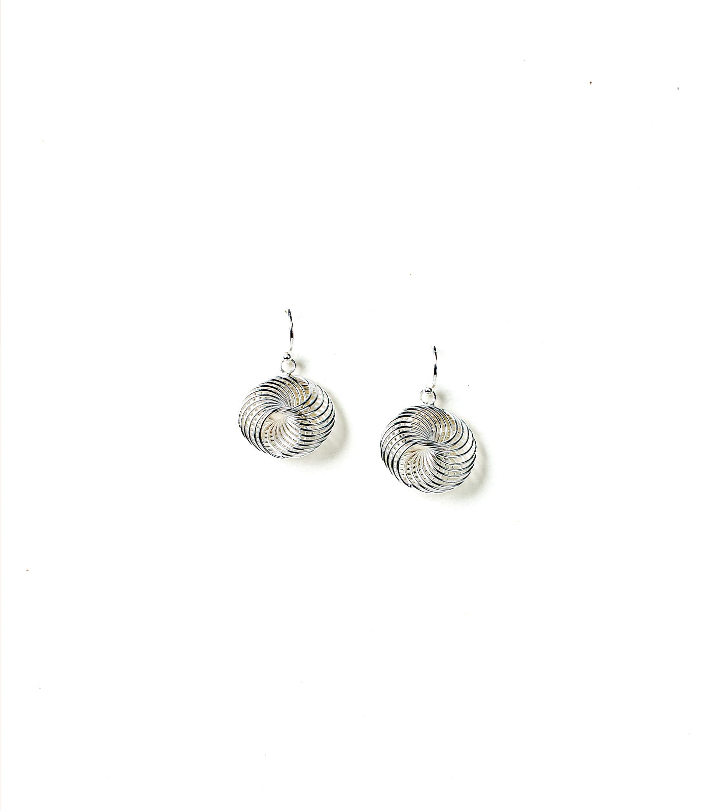 Round Spiral Silver Earrings