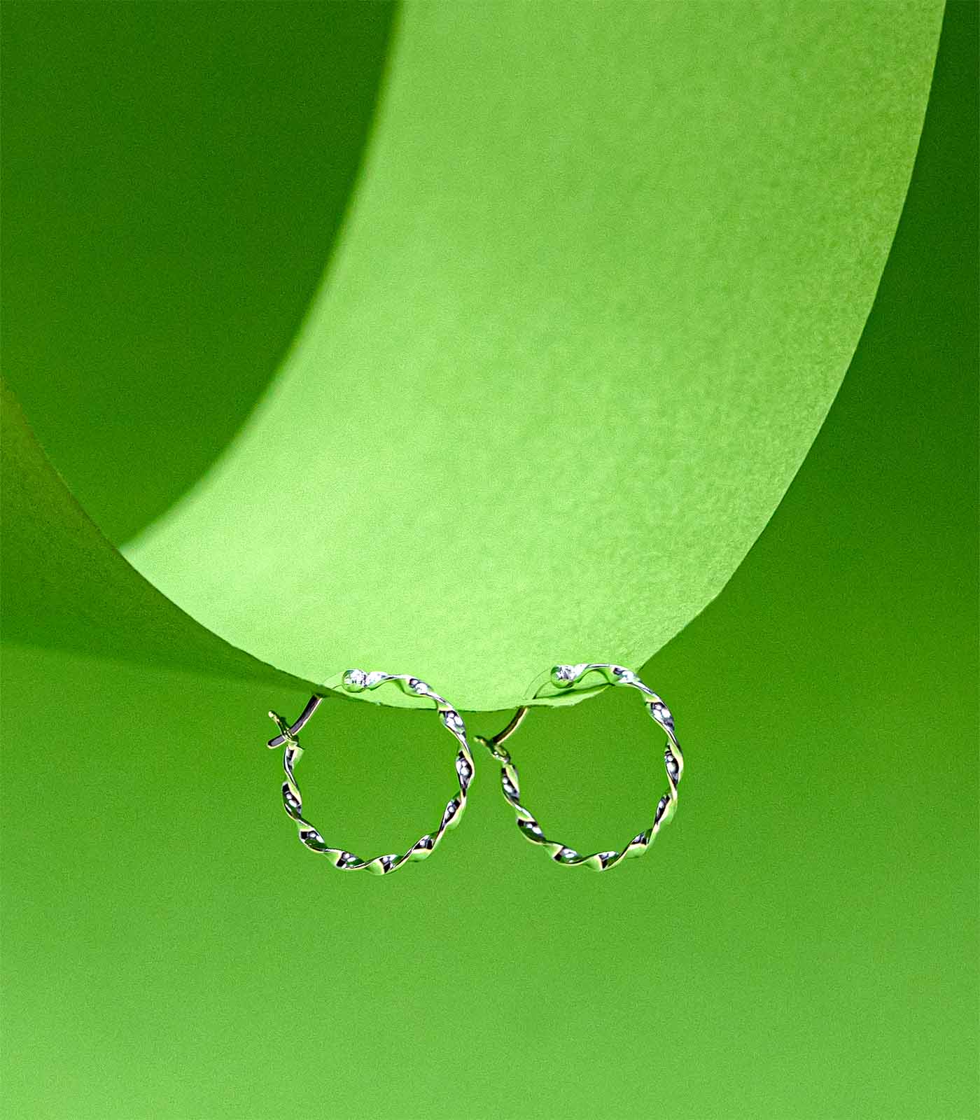 Twisted Hoops Earrings (Silver)