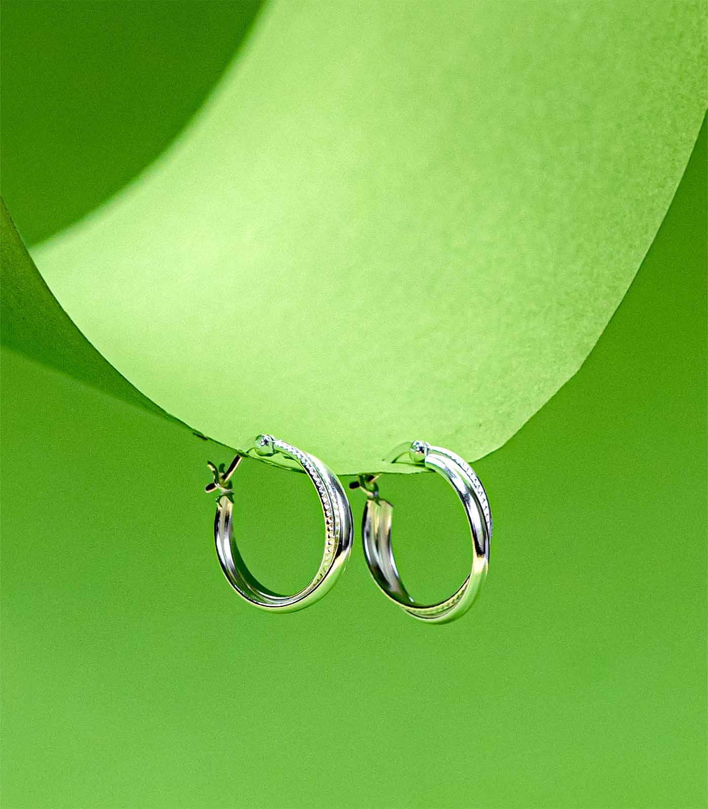 Twisted Hoops Earrings (Silver)