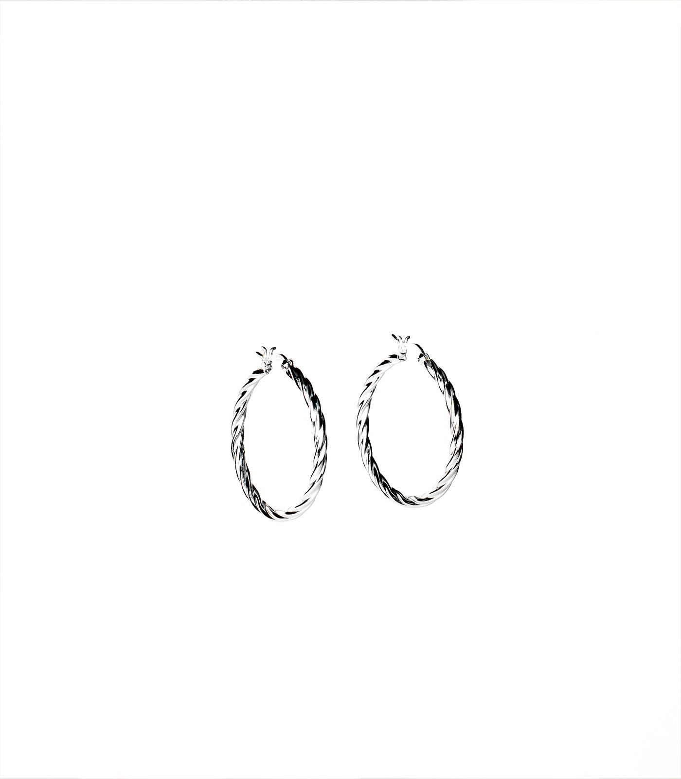 Medium Sized Twisted Hoops Earrings (Silver)
