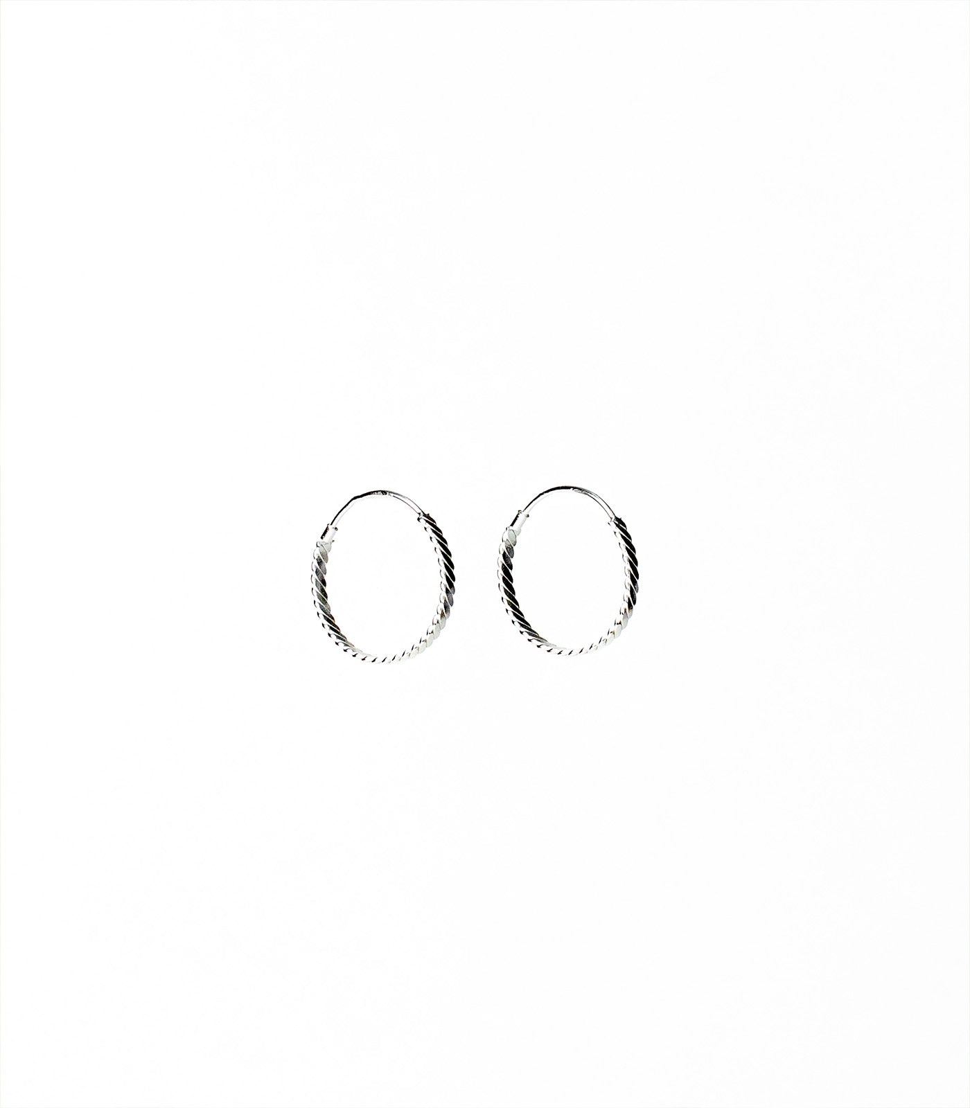 Classic Flat Slants Hoops Silver Earrings