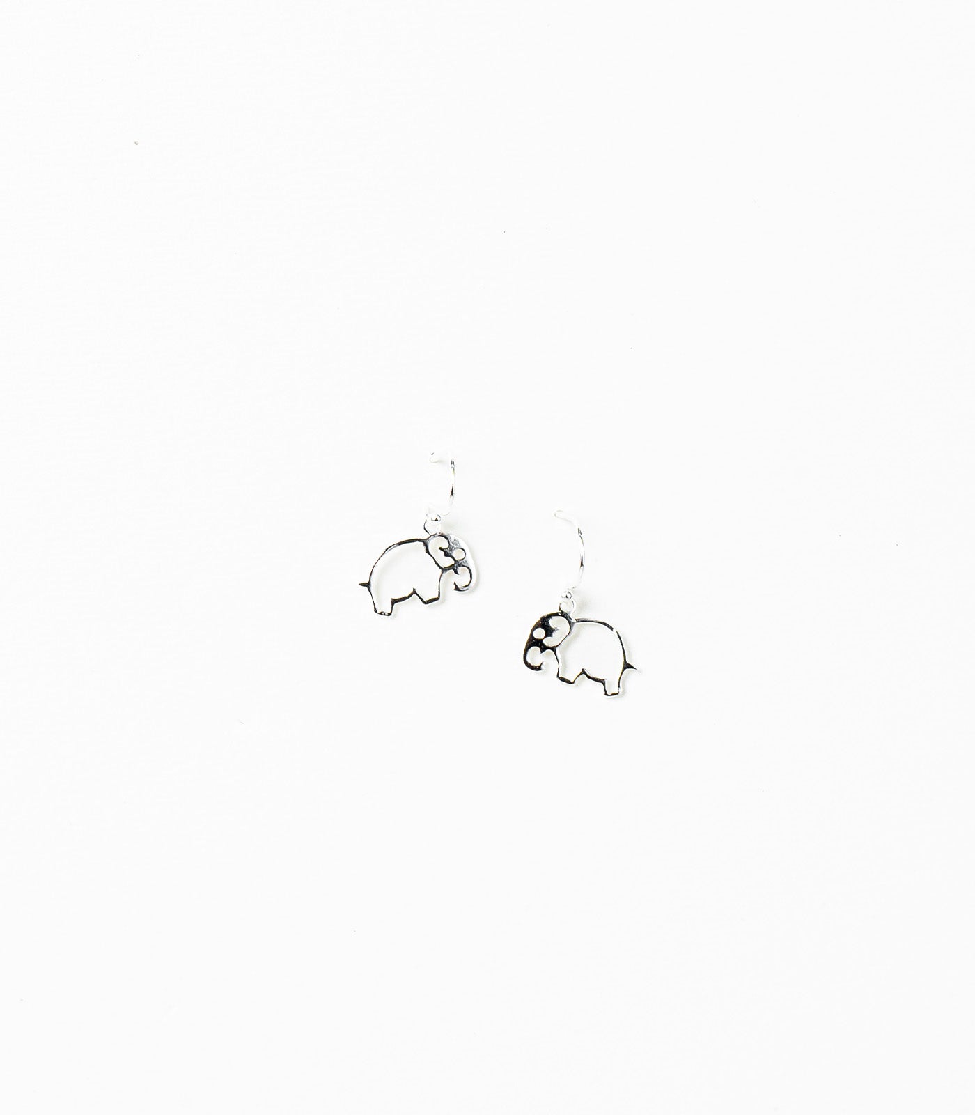 Outlined Elephant Silver Earrings