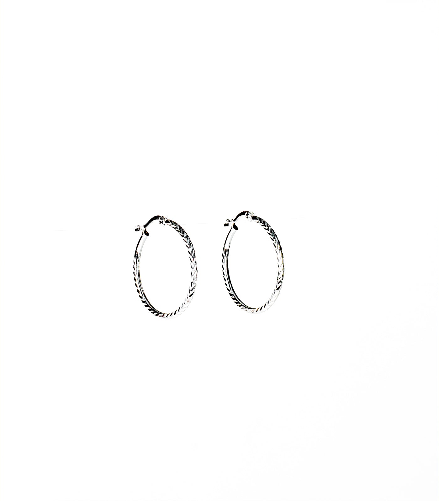 Classic Textured Hoops Earrings (Silver)