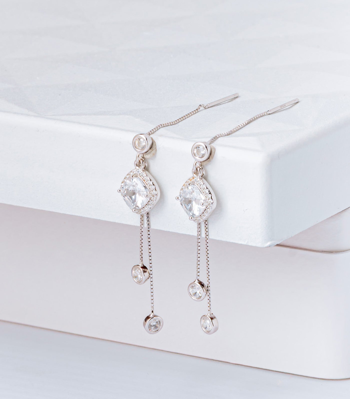 Dangling Stones Earrings (Silver)