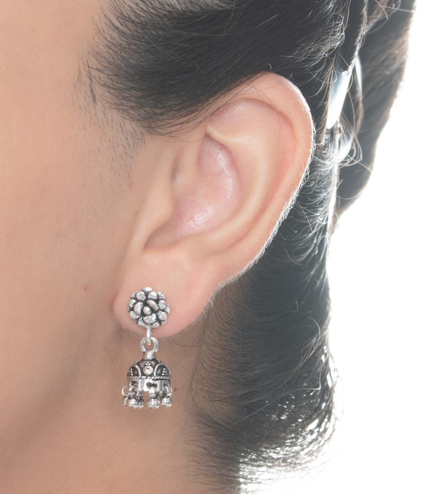 Silver Oxidized Jhumki