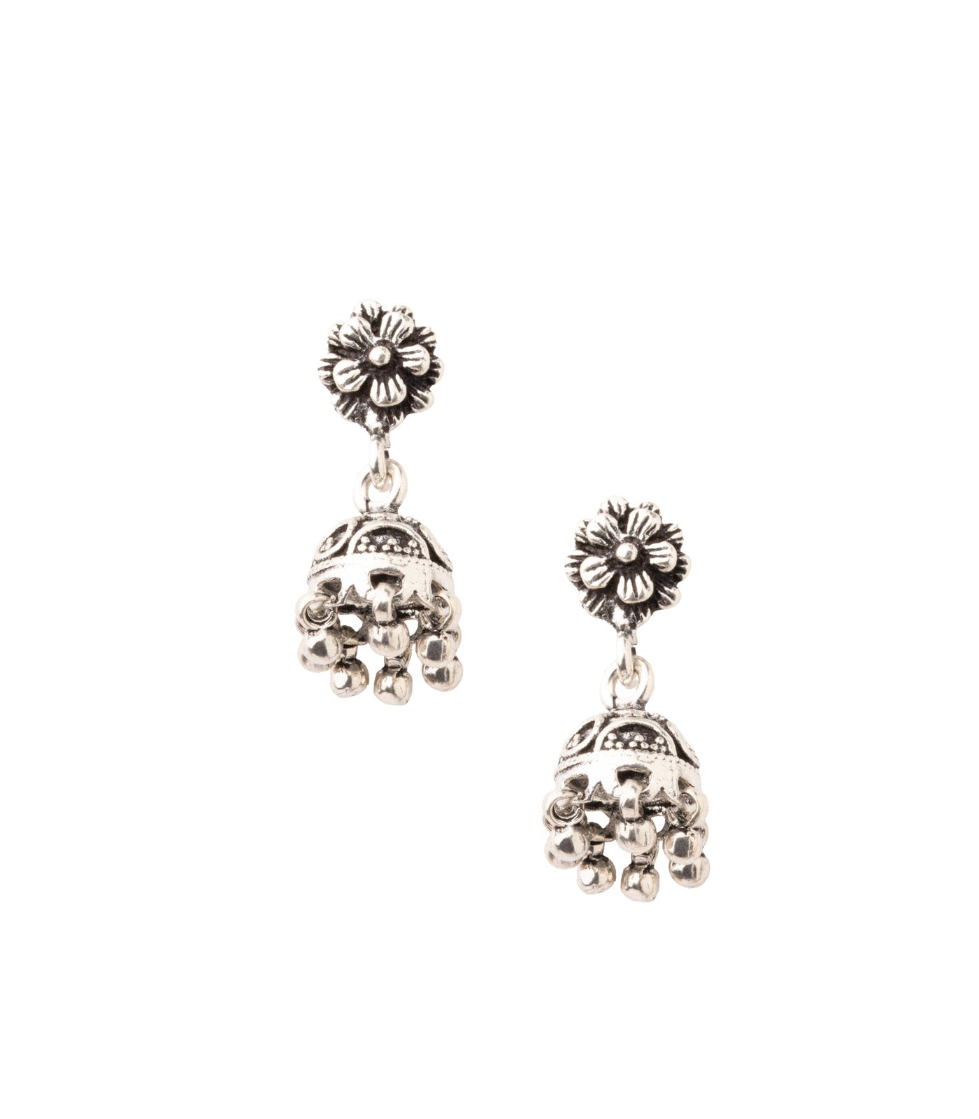 Silver Oxidized Jhumki