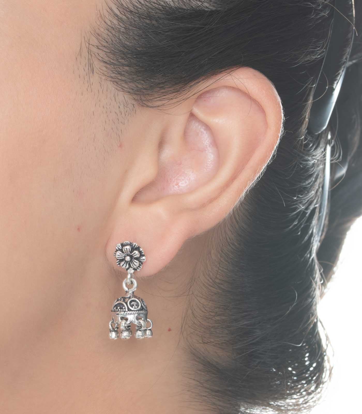 Silver Oxidized Jhumki