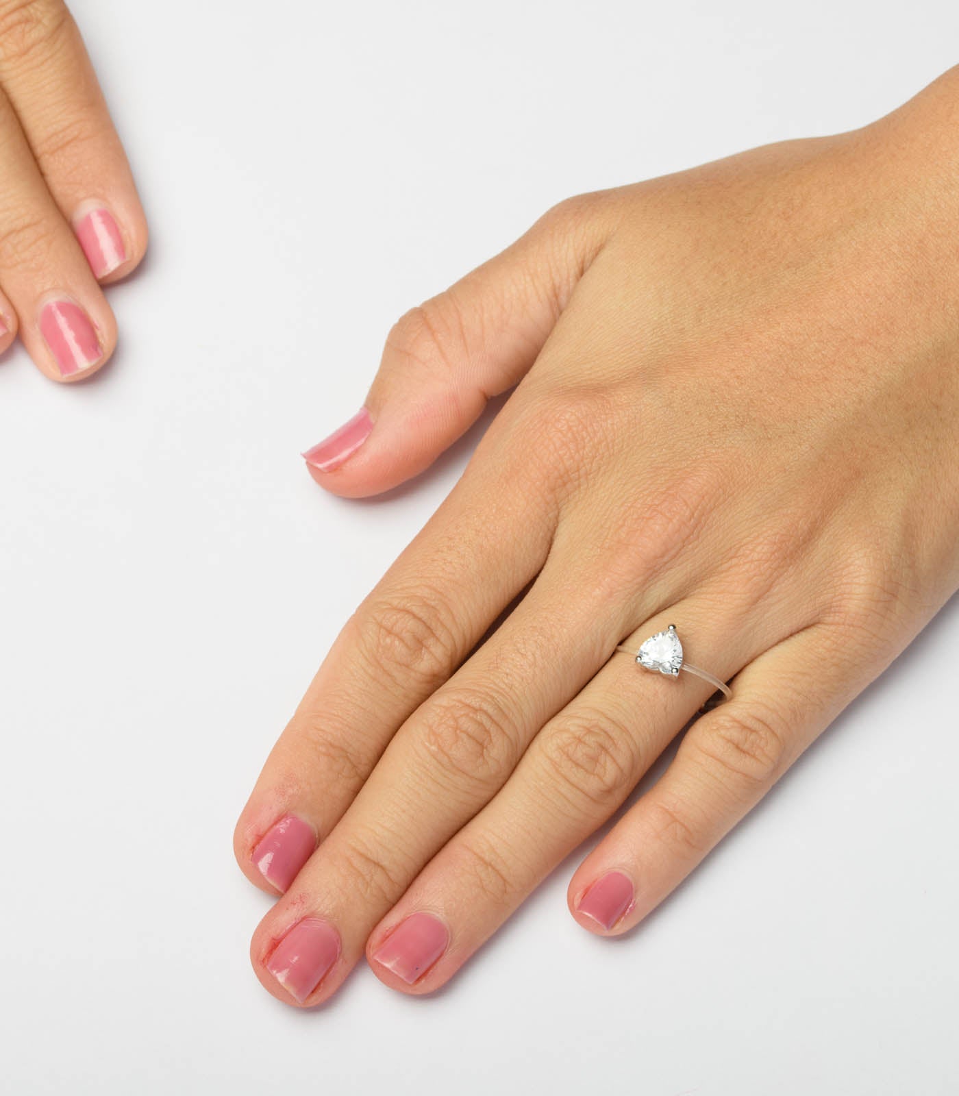Tiny Heart Invisible Adjustable Finger Ring (Silver)