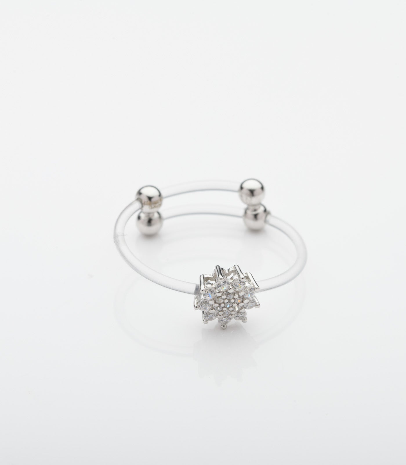Cute Flower Invisible Adjustable Finger Ring (Silver)