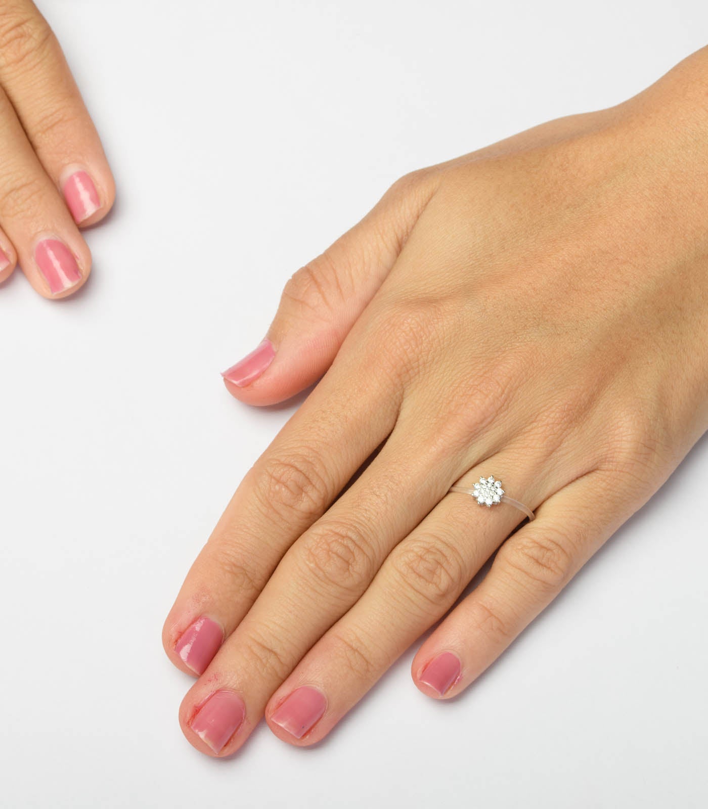 Cute Flower Invisible Adjustable Finger Ring (Silver)