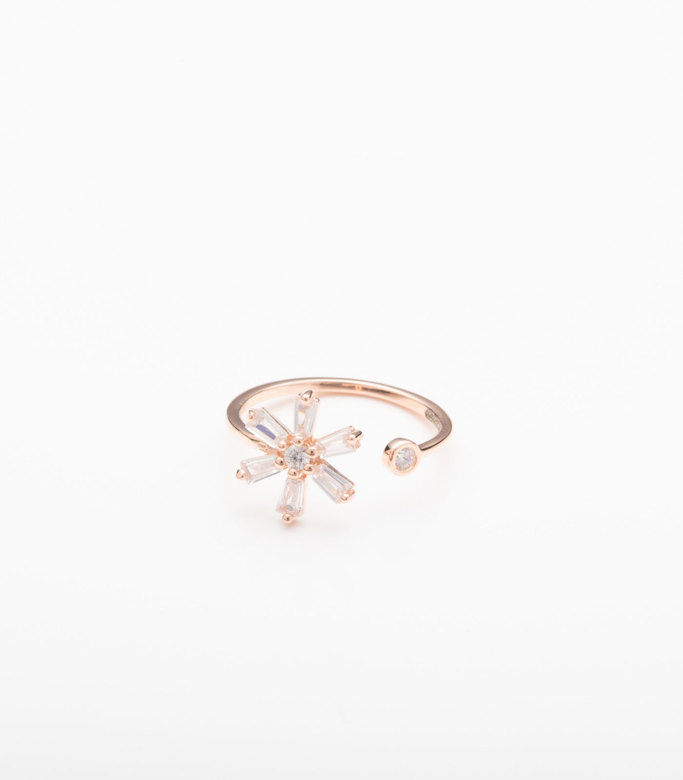 Rosy Flower Adjustable Finger Ring (Silver)