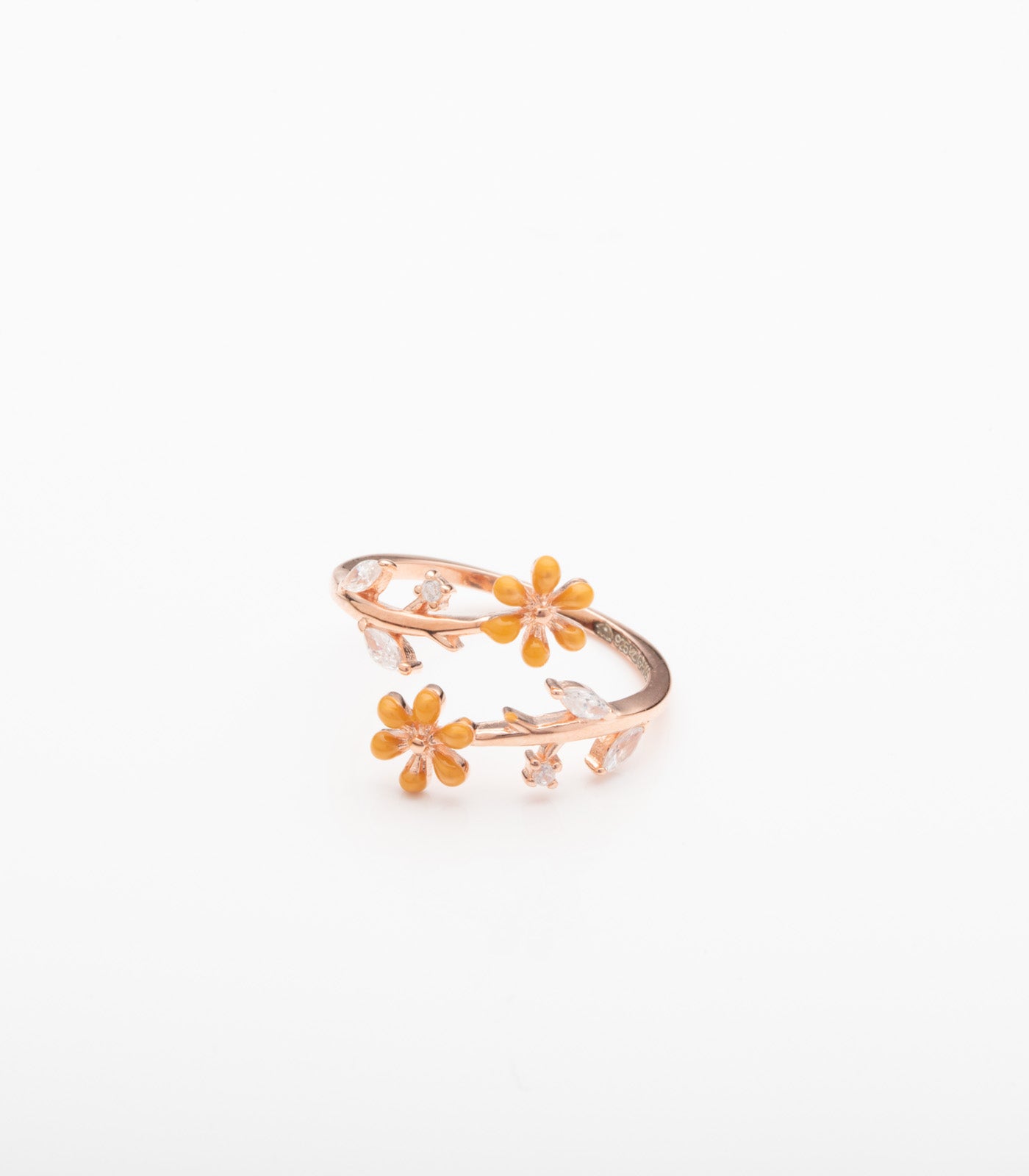 Rosy Flower Adjustable Finger Ring (Silver)