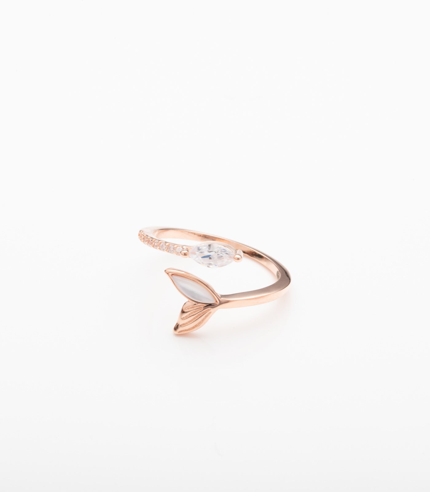 Rosy Fishtail Adjustable Finger Ring (Silver)