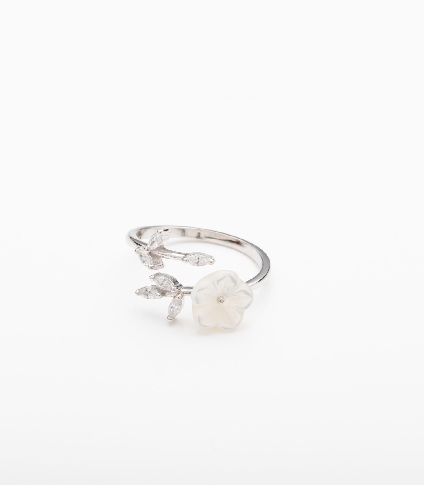 Floral Luxe Adjustable Finger Ring (Silver)