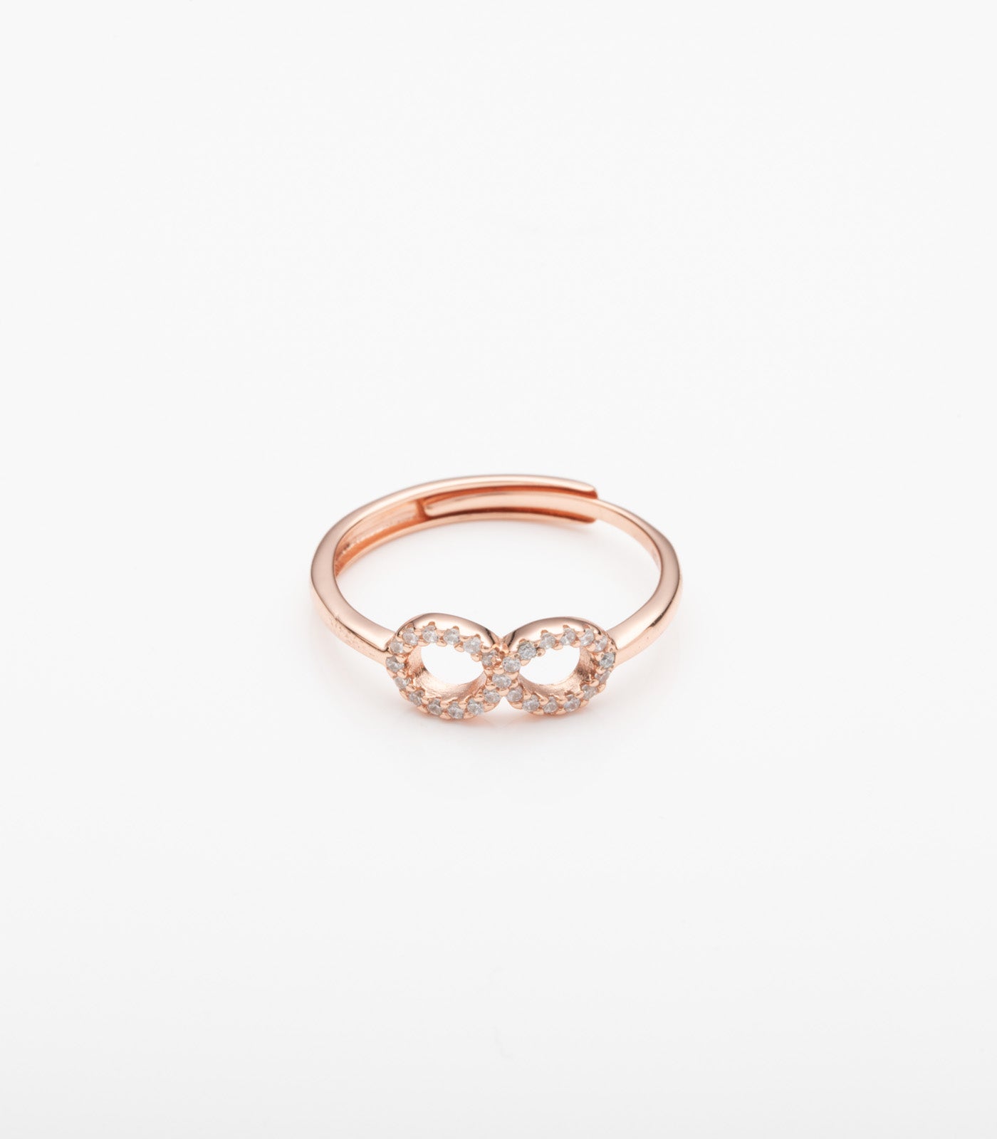 Rosy Infinity Adjustable Finger Ring (Silver)