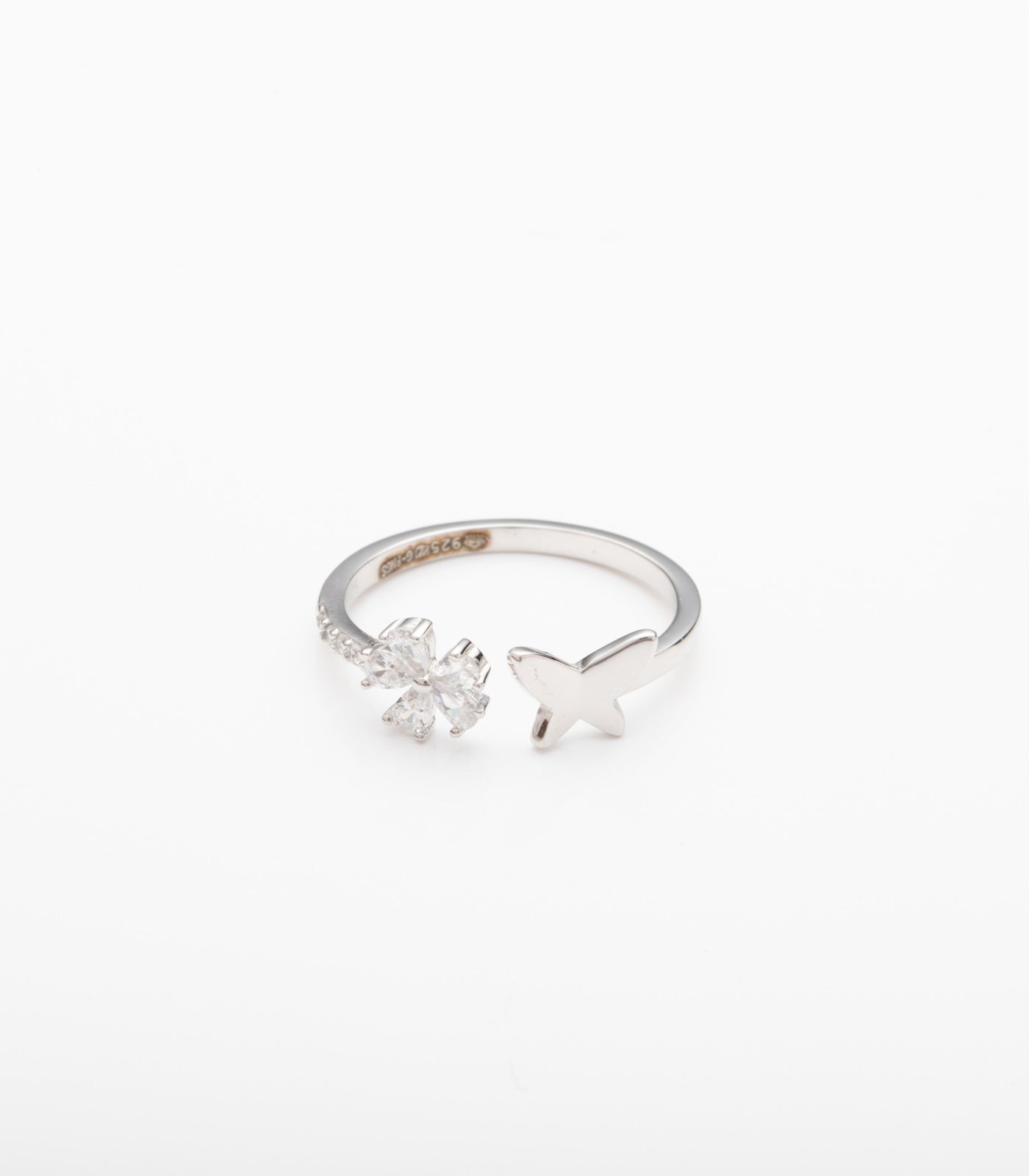 Floral Luxe Adjustable Finger Ring (Silver)