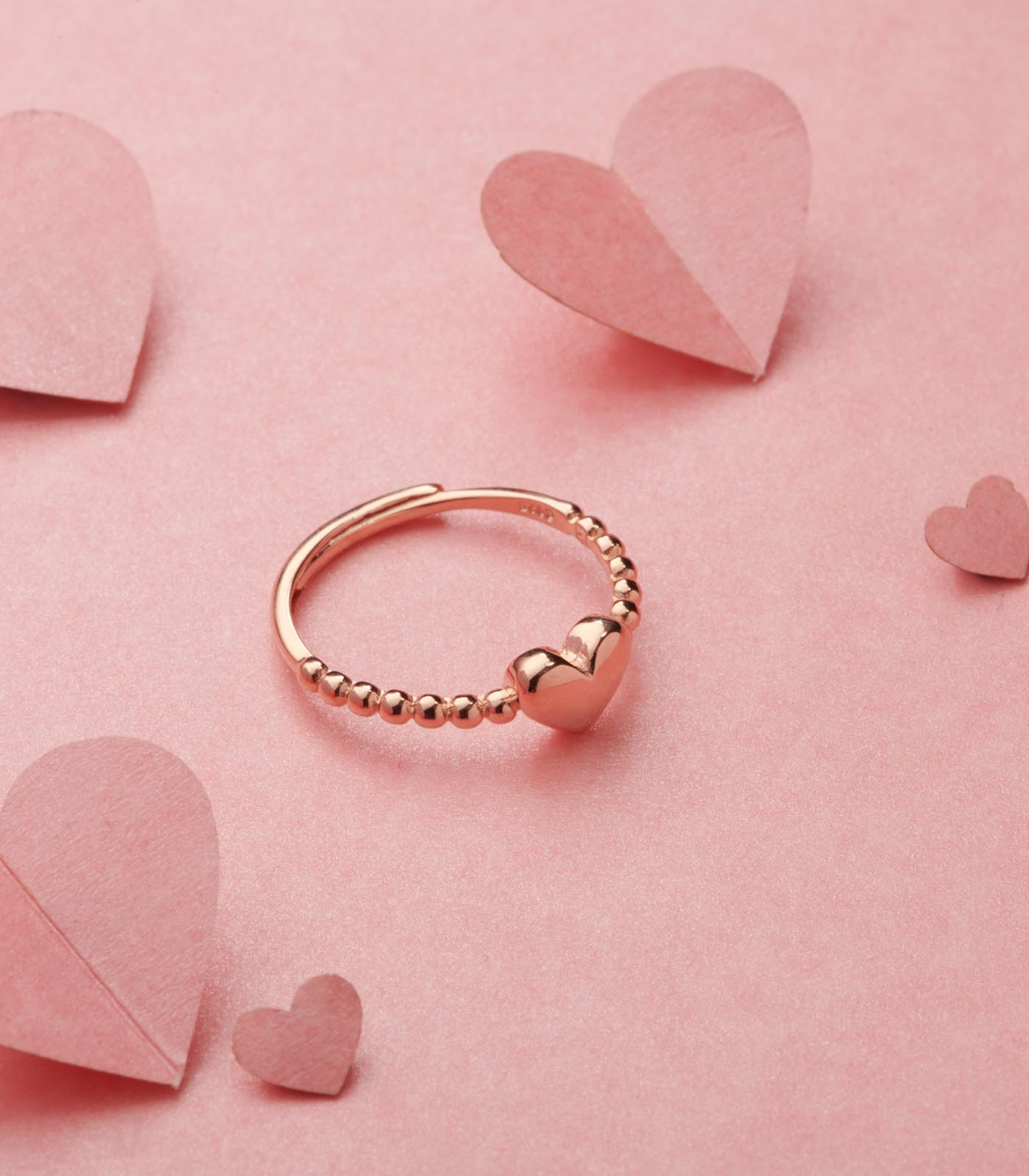 Rose Gold Heart Finger Ring (Silver)