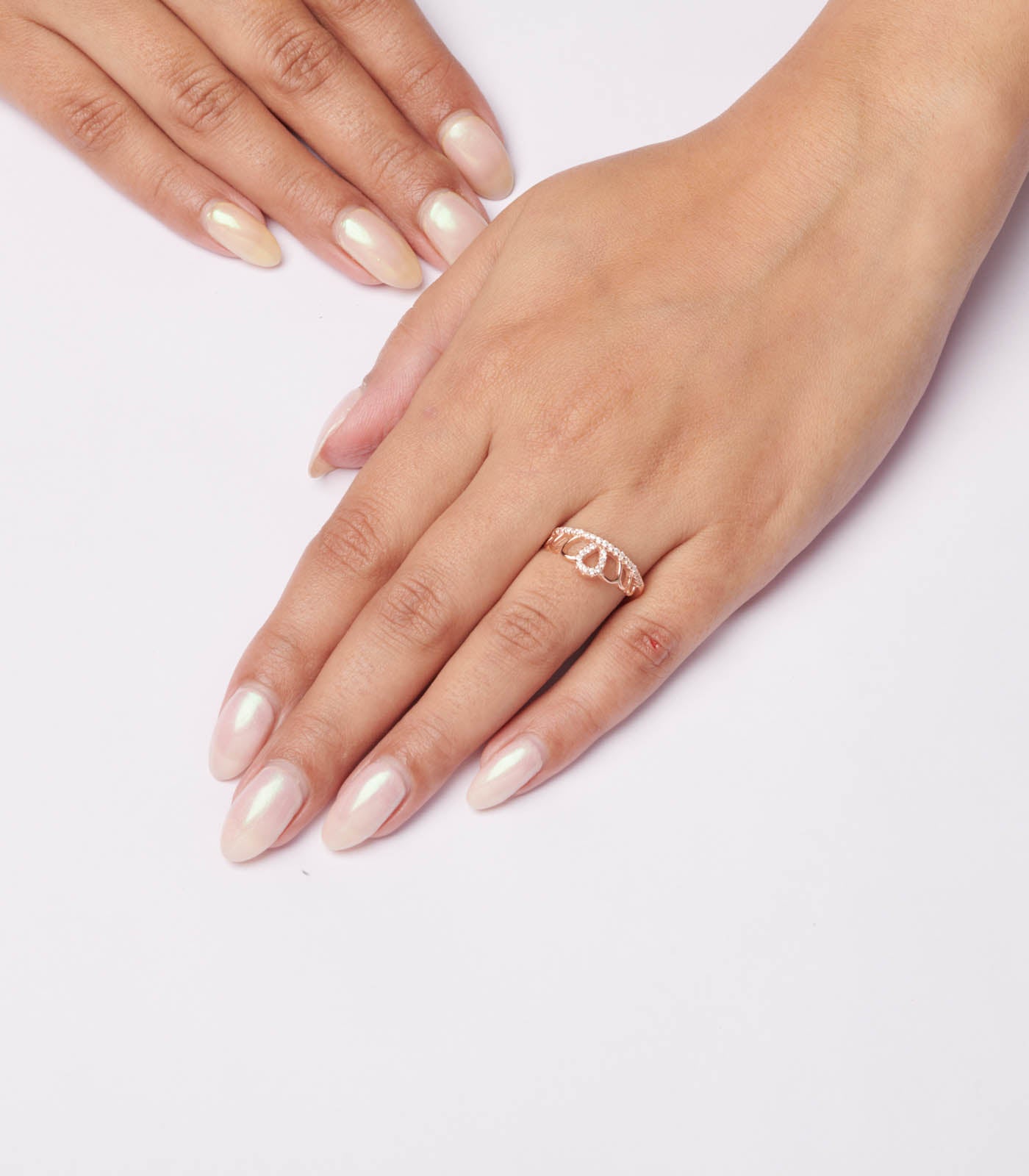 Rose Gold Stones Finger Ring (Silver)