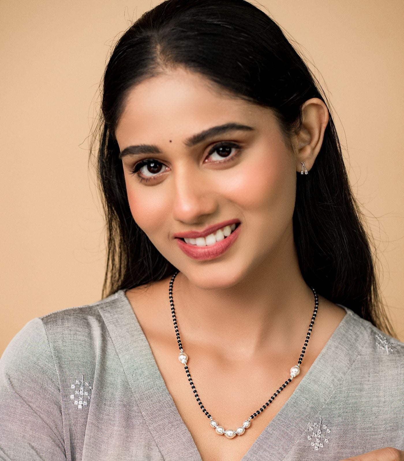 Silver Six Pearls Mangalsutra