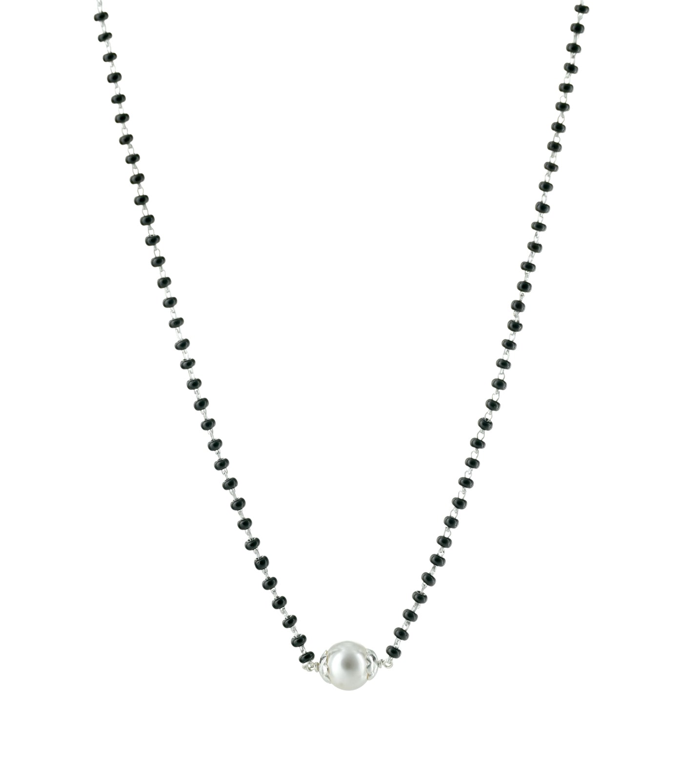 Single Pearl Silver Mangalsutra