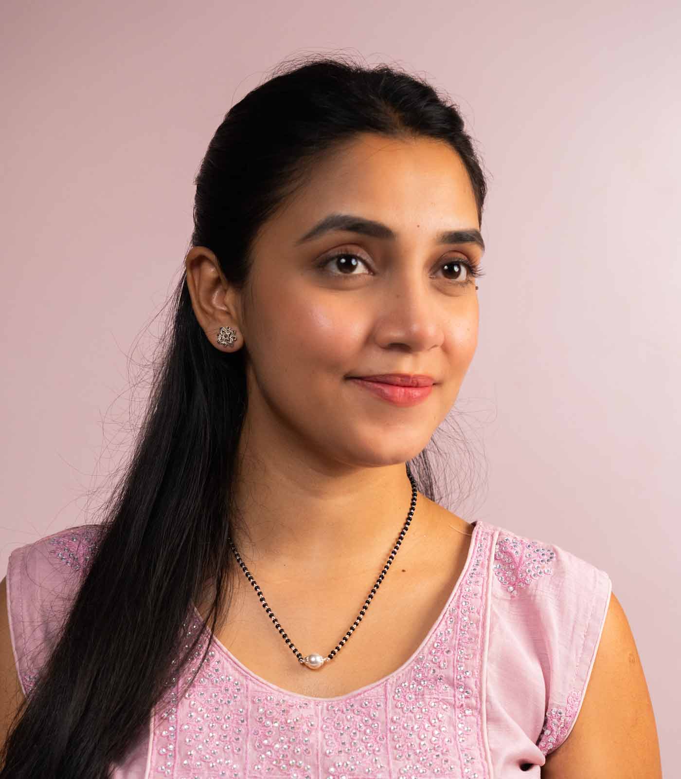 Single Pearl Silver Mangalsutra