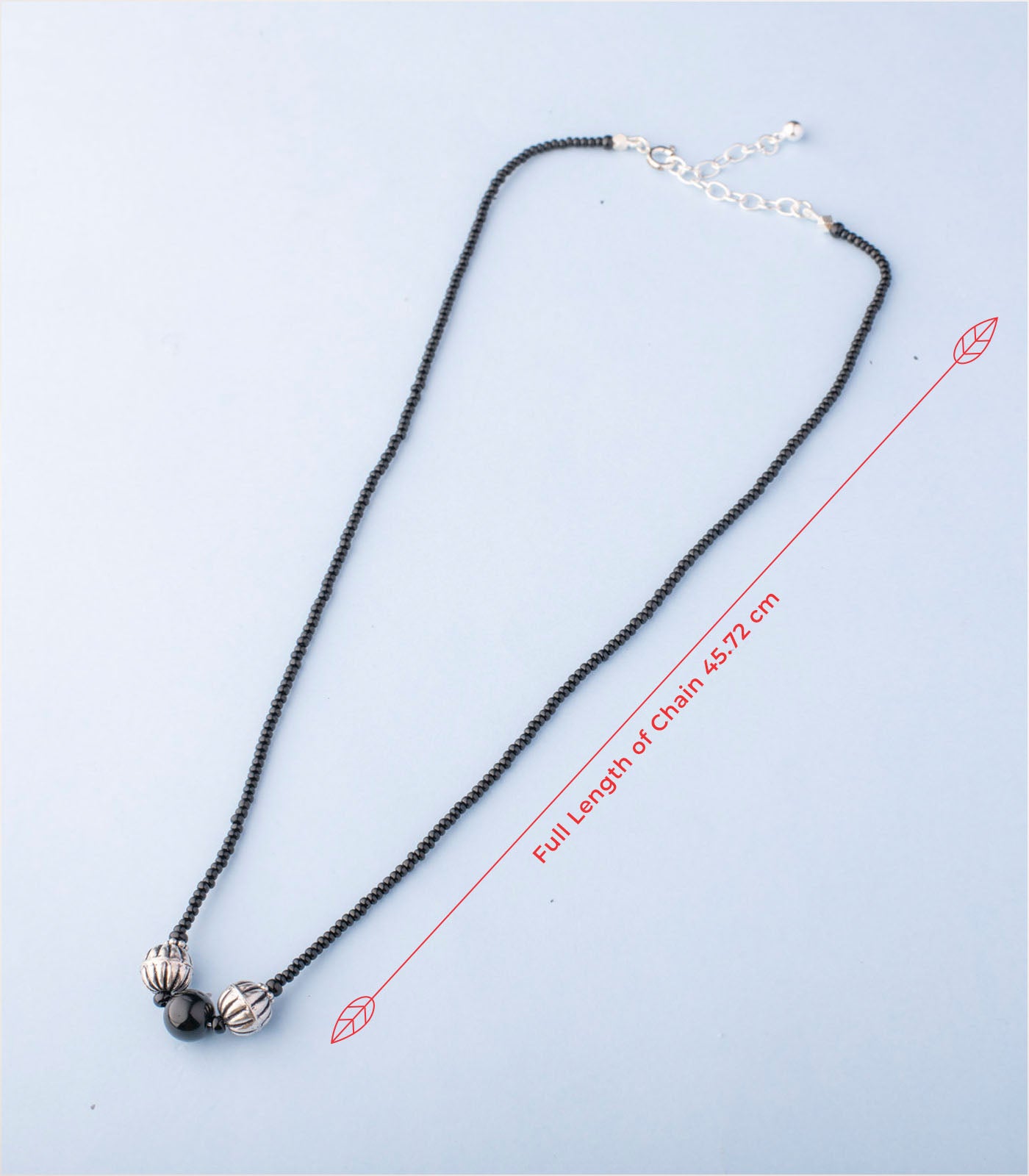 Black Bead Dual Orb Antique Mangalsutra (Silver)