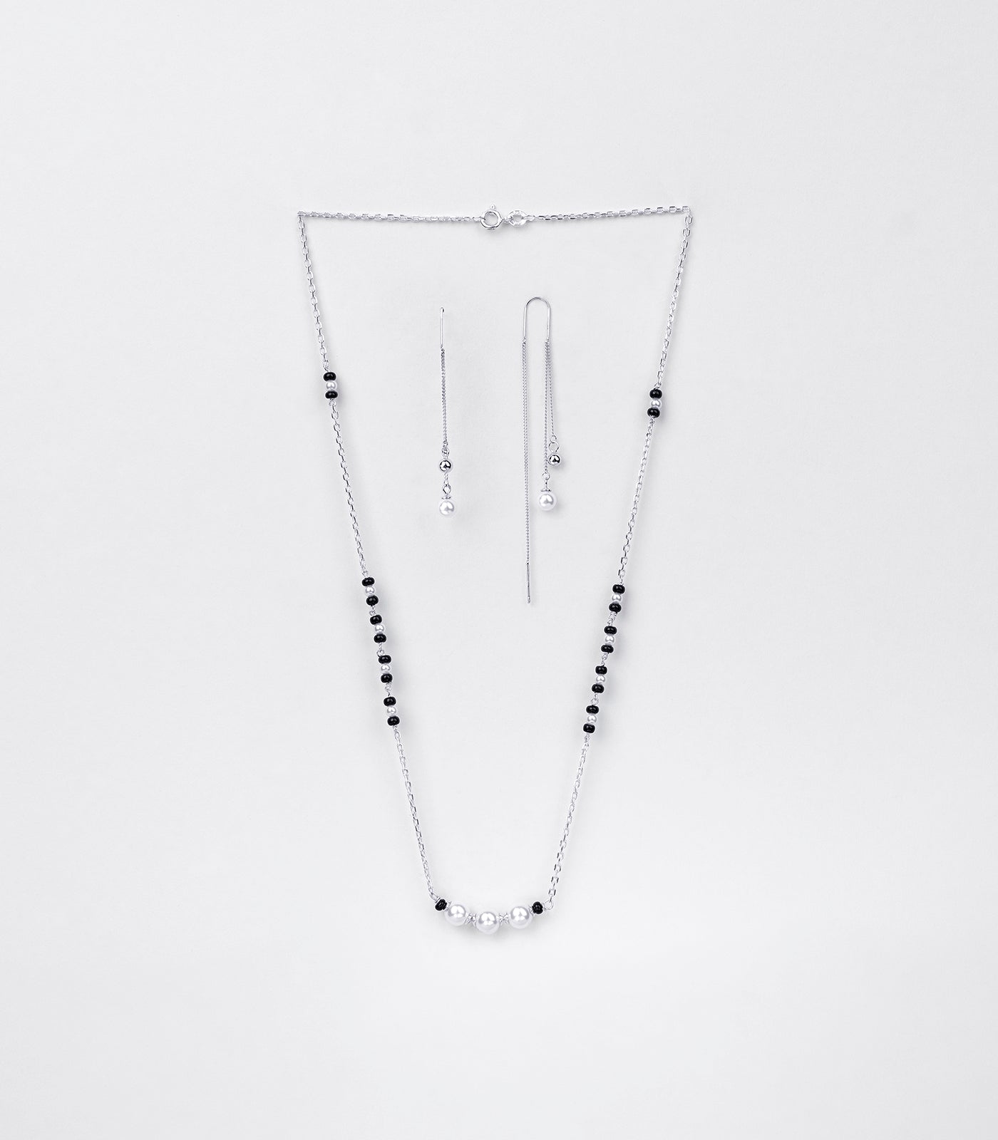Pearl Elegance Mangalsutra Set (Silver)
