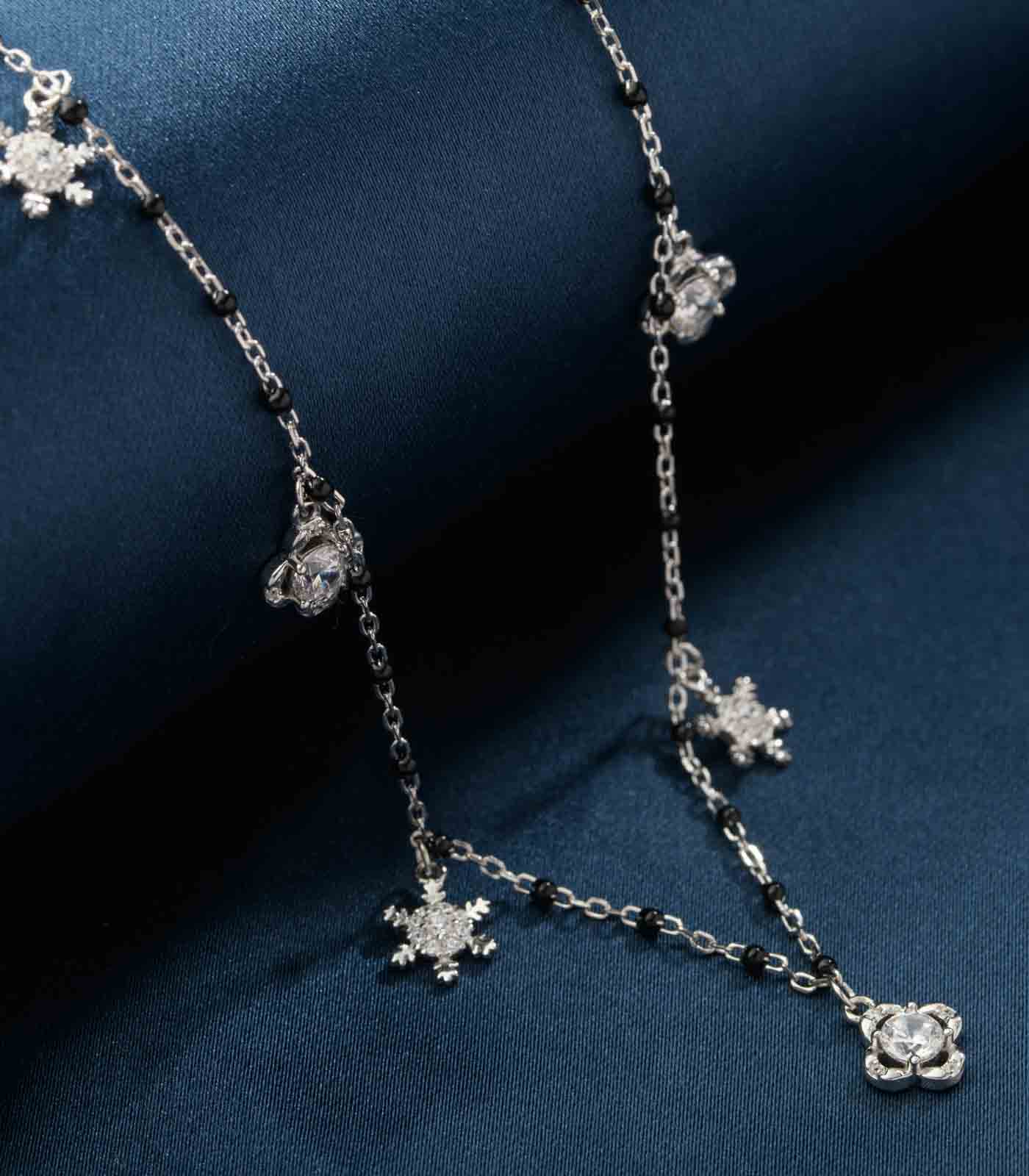 Dangling Stone Snowflake Mangalsutra (Silver)