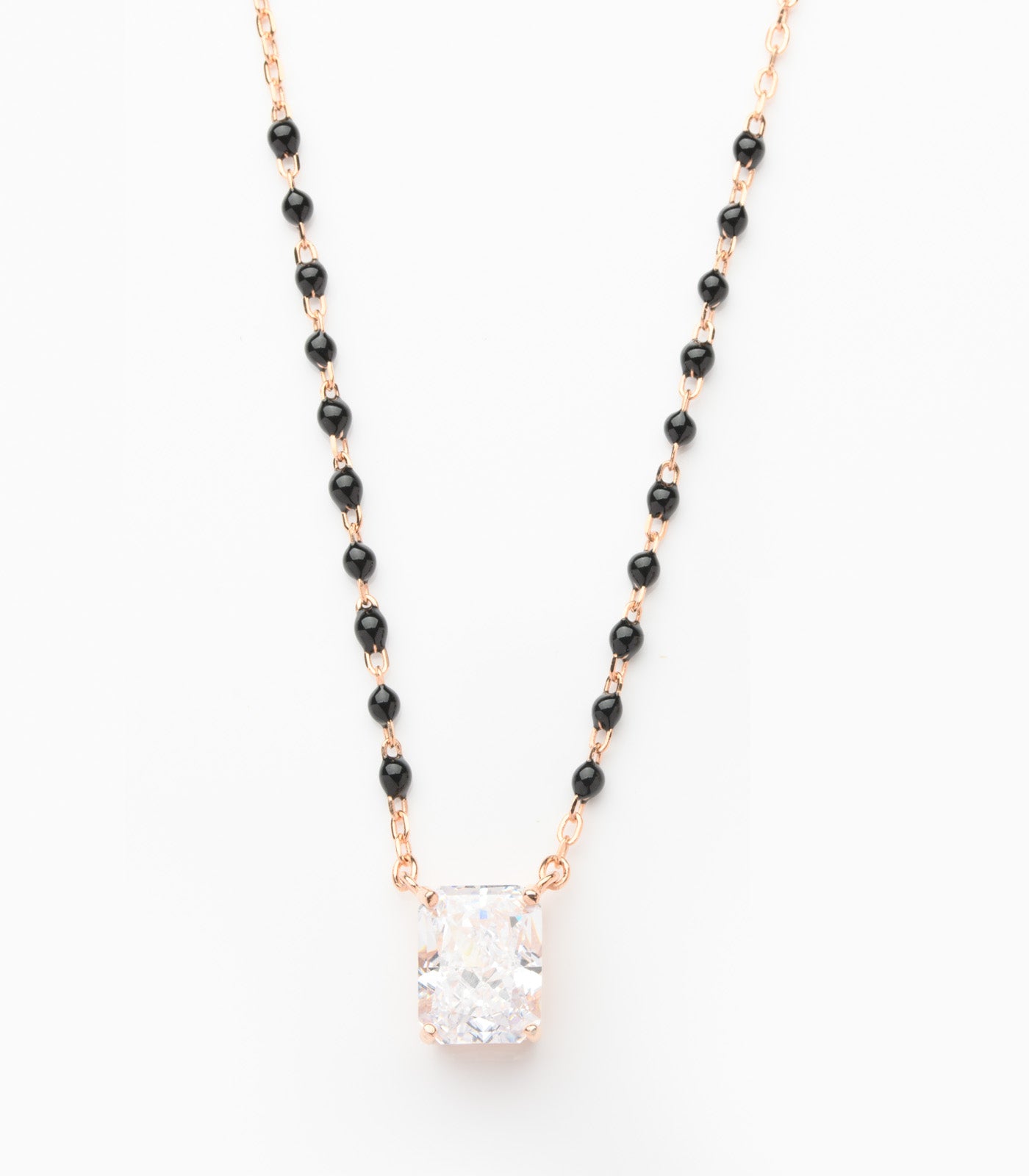 Rectangle Stone Rose Gold Polish Mangalsutra Pendant Set (Silver)